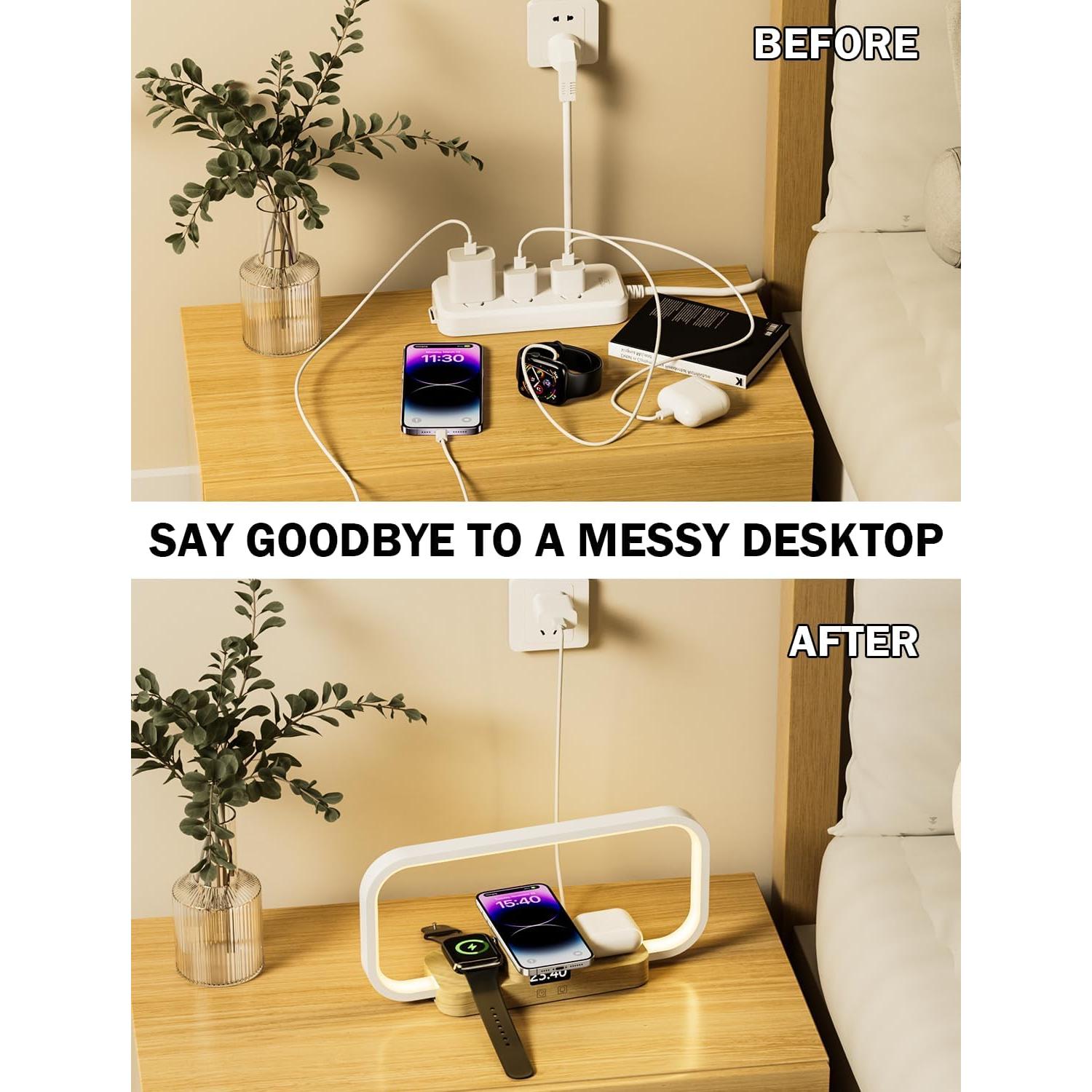 Lámpara de Mesa LED CRLL con Cargador Inalámbrico 5 Modos