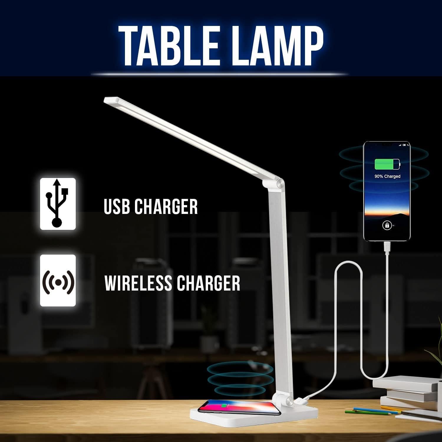 Lámpara de Mesa LED WBM Smart 10W Plegable con Cargador Inalámbrico