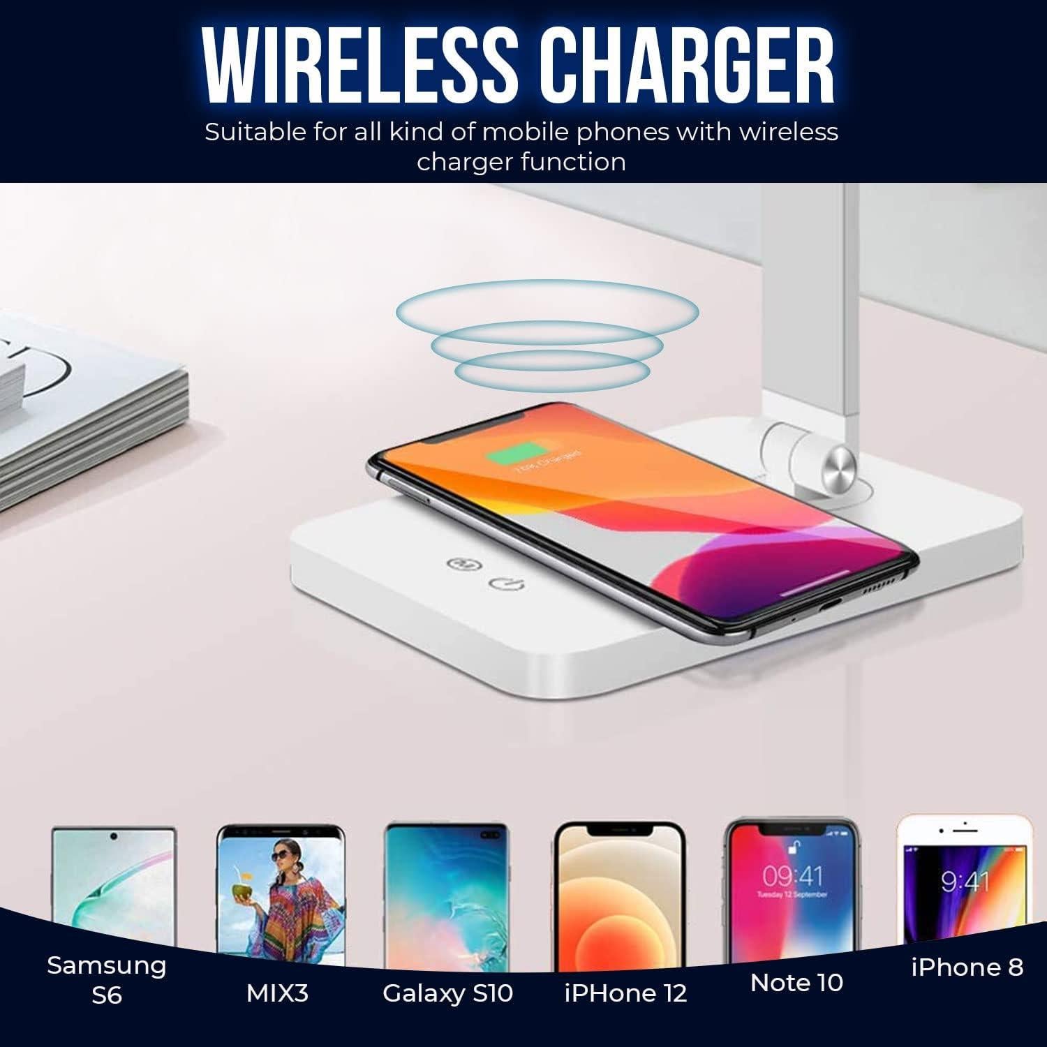 Lámpara de Mesa LED WBM Smart 10W Plegable con Cargador Inalámbrico