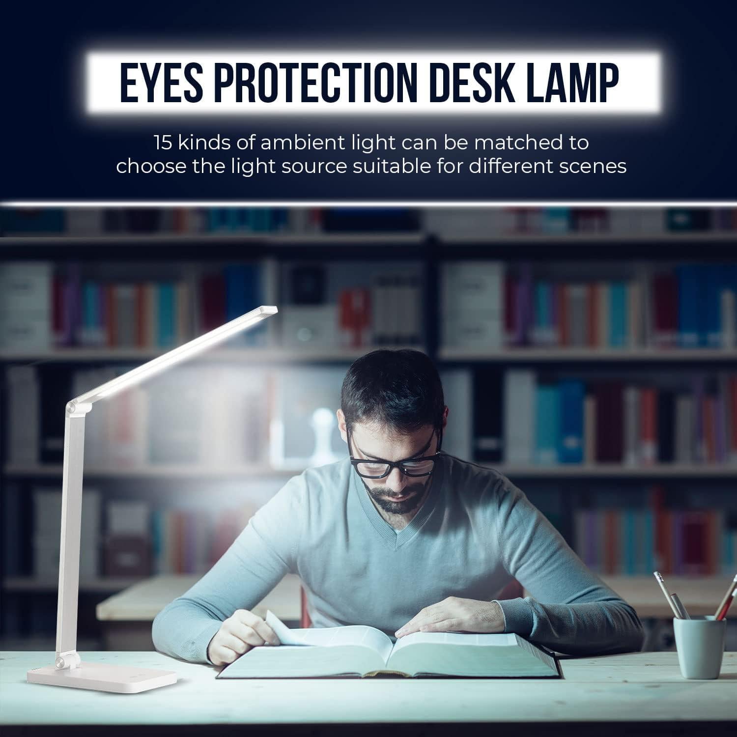 Lámpara de Mesa LED WBM Smart 10W Plegable con Cargador Inalámbrico