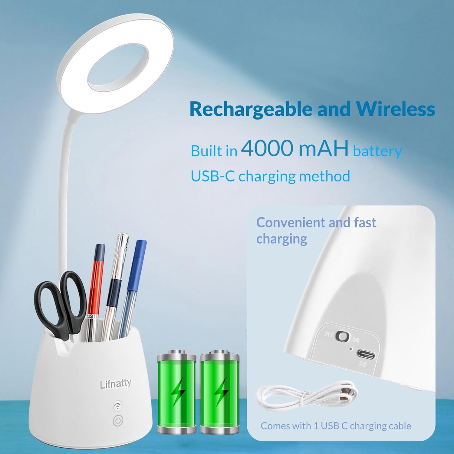 Lámpara de Escritorio LED Lifnatty DL02 Regulable Inalámbrica