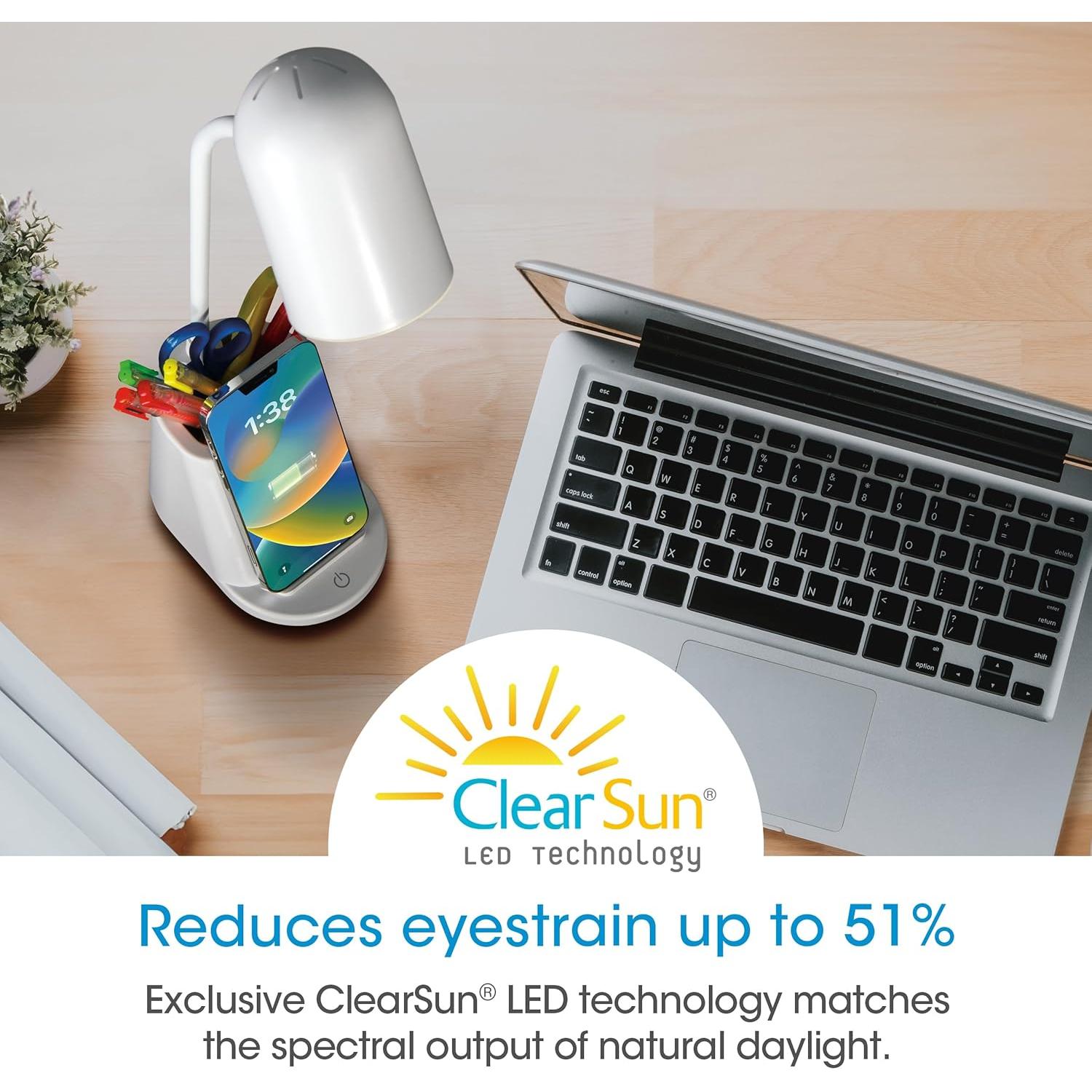 Lámpara de Escritorio LED OttLite Aglow con Carga Inalámbrica