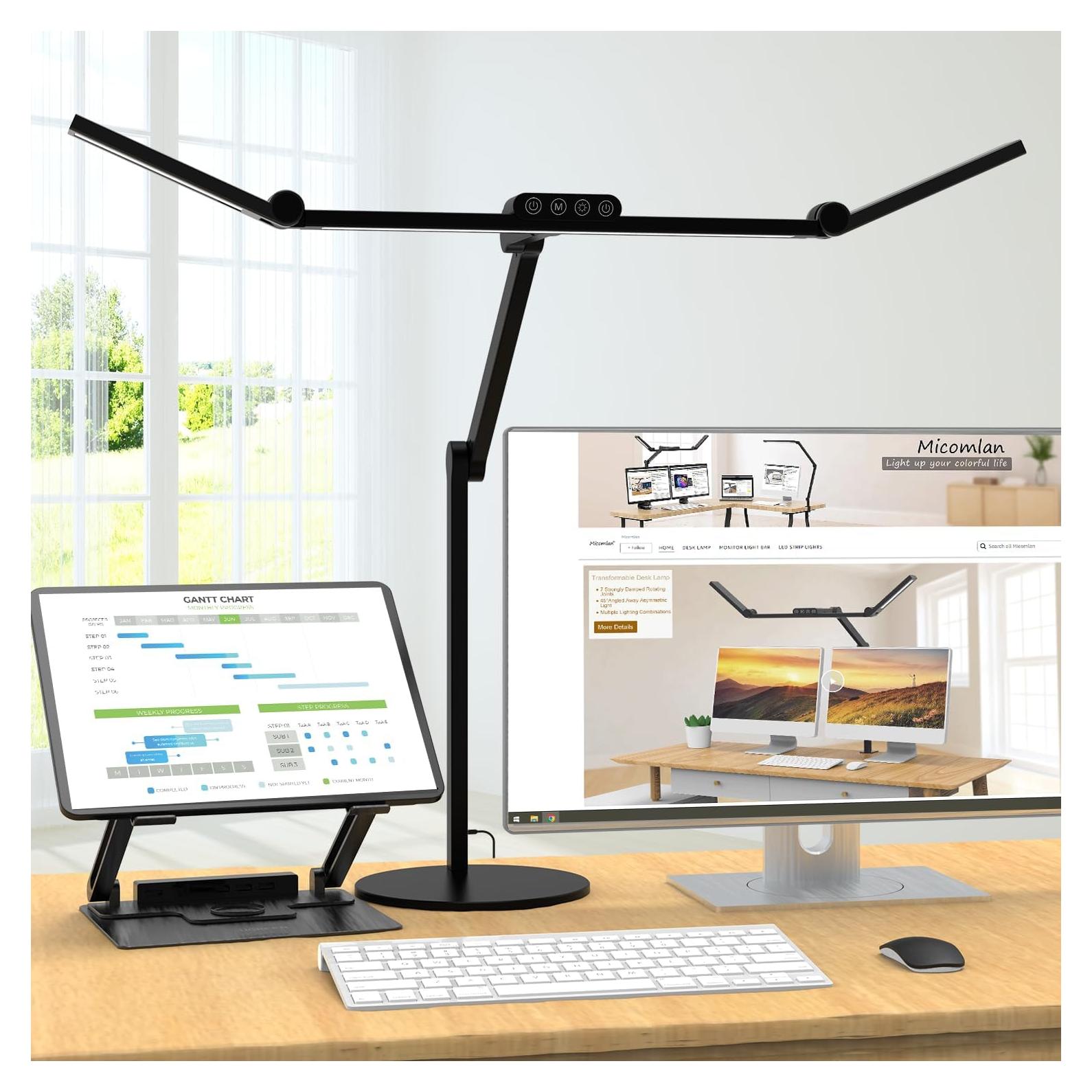 Lámpara de Escritorio LED Micomlan 24W Ajustable con Base