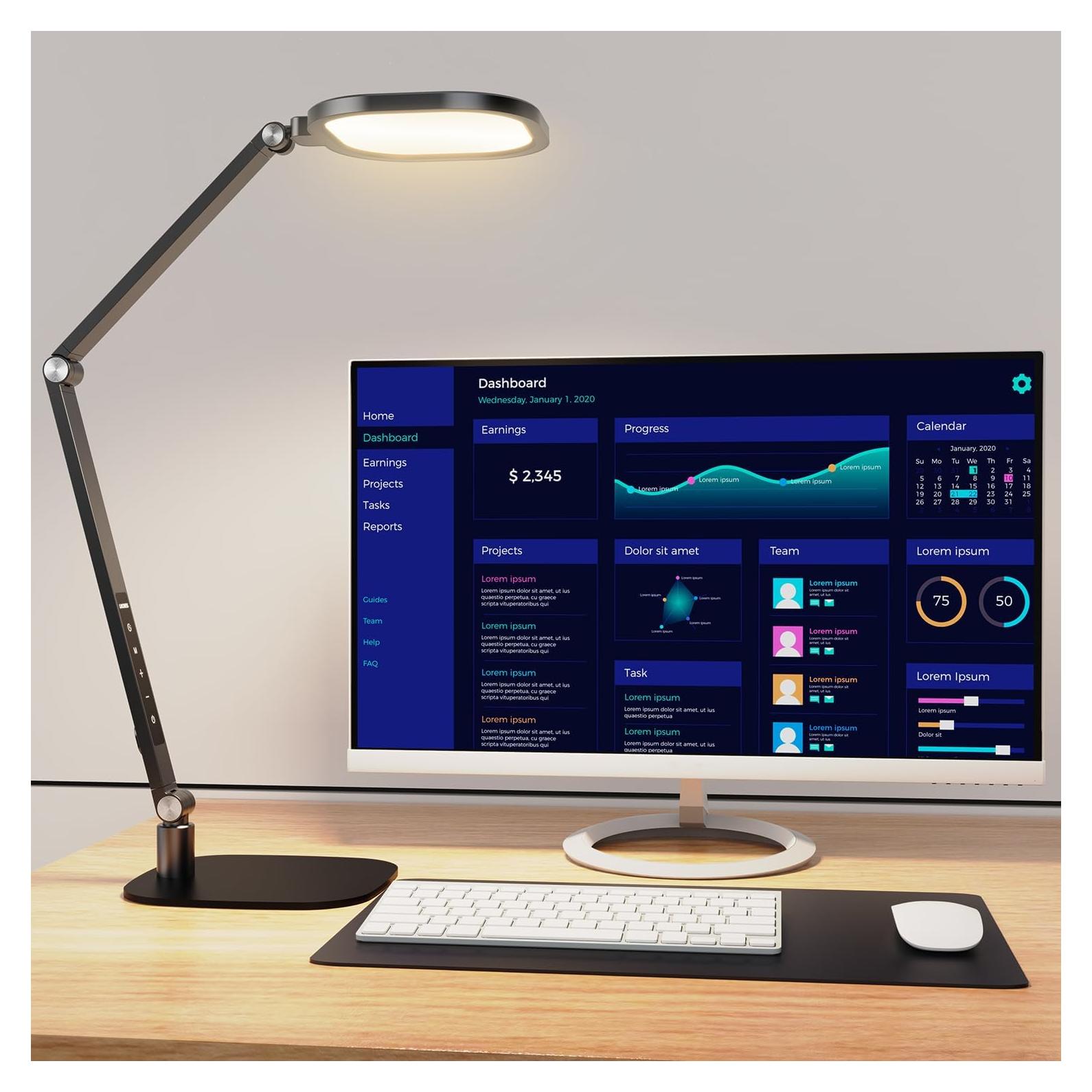 Lámpara de Escritorio LED LitONS F-630, 3 Temperaturas, 10 Niveles de Brillo