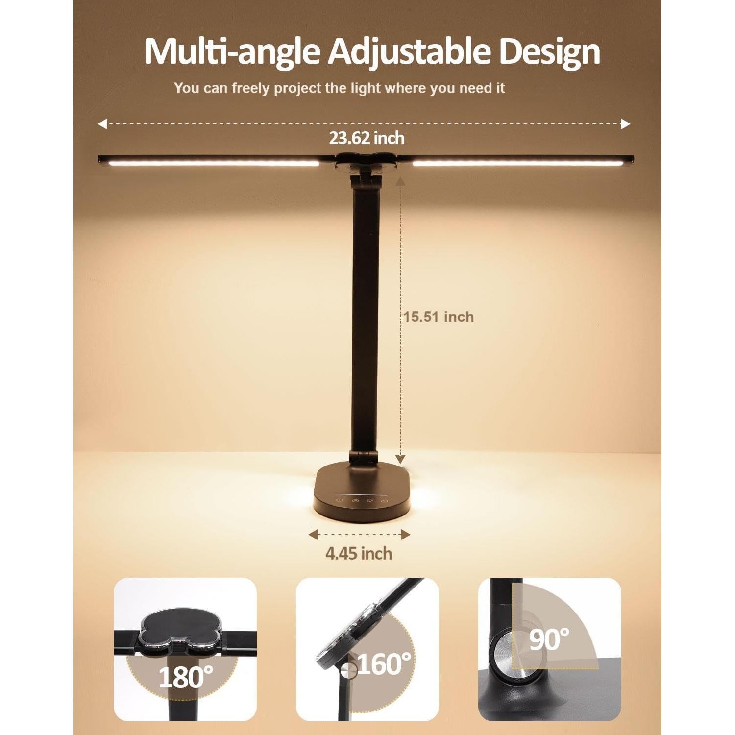 Lámpara de Escritorio LED HK-02 14W con Carga USB y Luz Nocturna