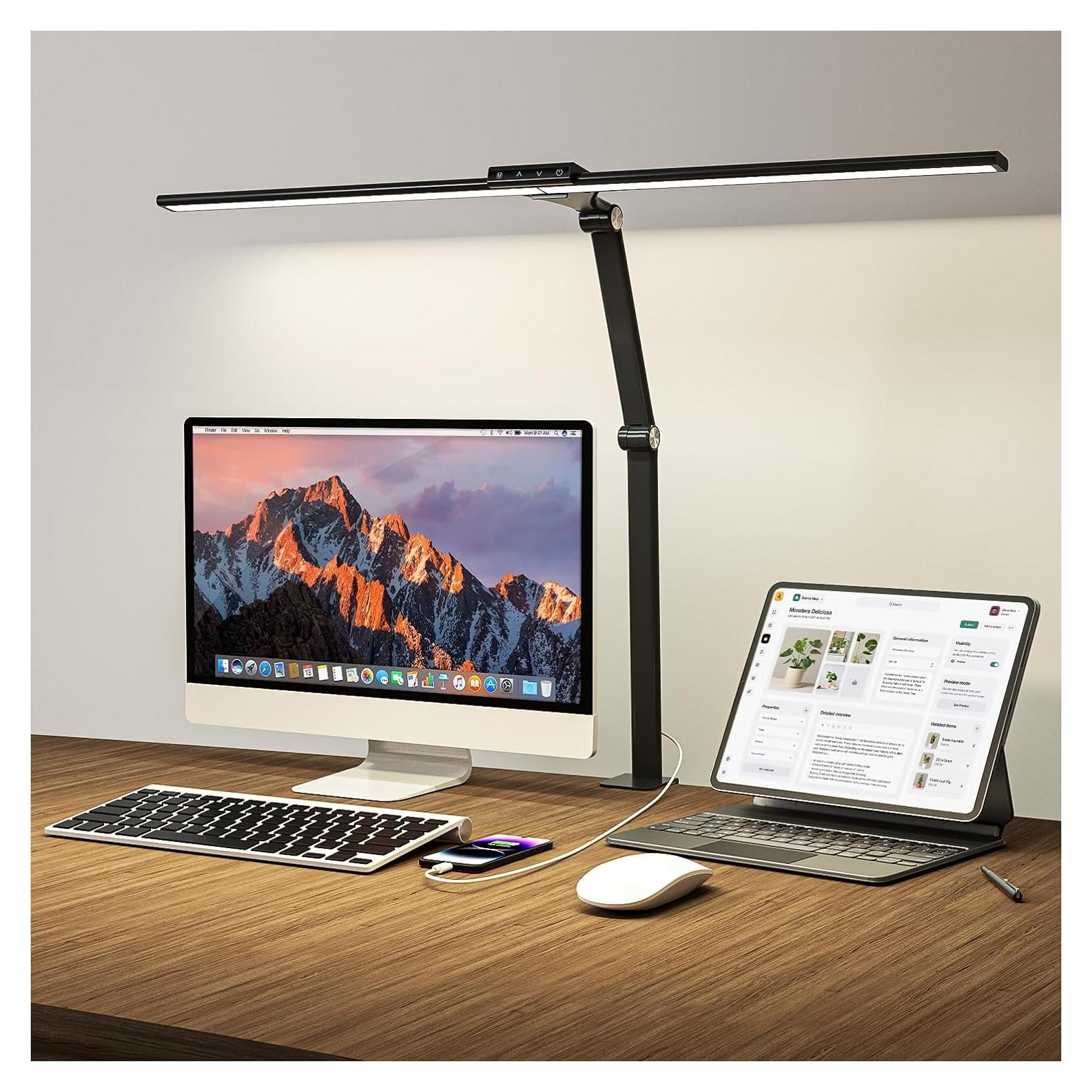 Lámpara de Escritorio LED HUMIIEYE 24W con Carga USB y 35 Modos