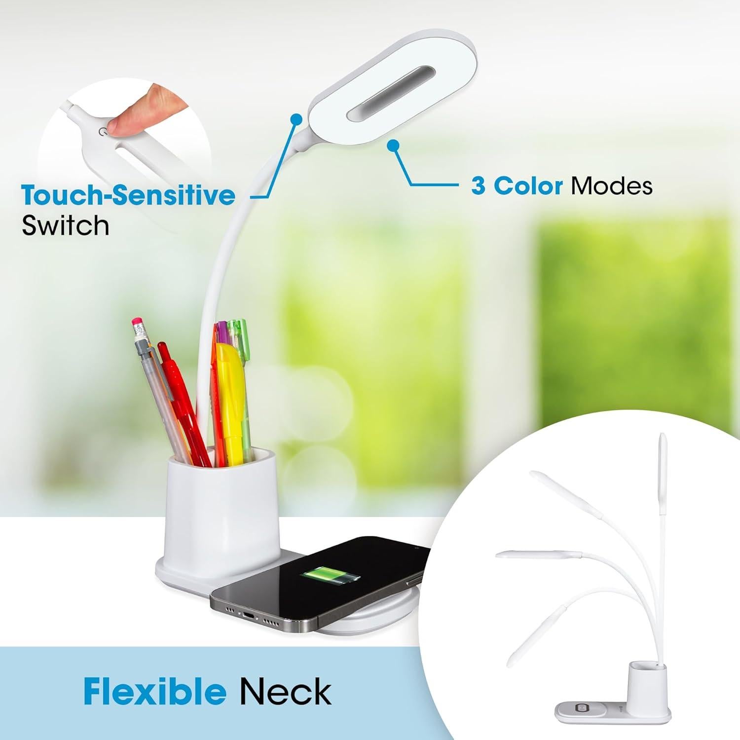 Lámpara de Escritorio LED OttLite con Carga Inalámbrica 3 Modos