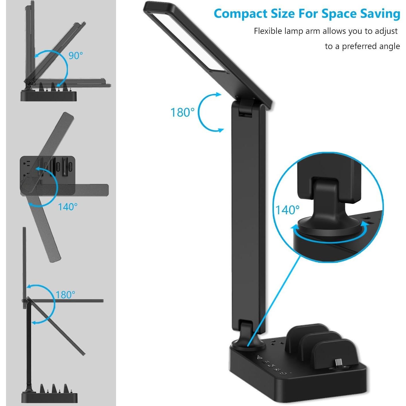 Lámpara de Escritorio LED Drevet H44 con Carga USB-C y AC