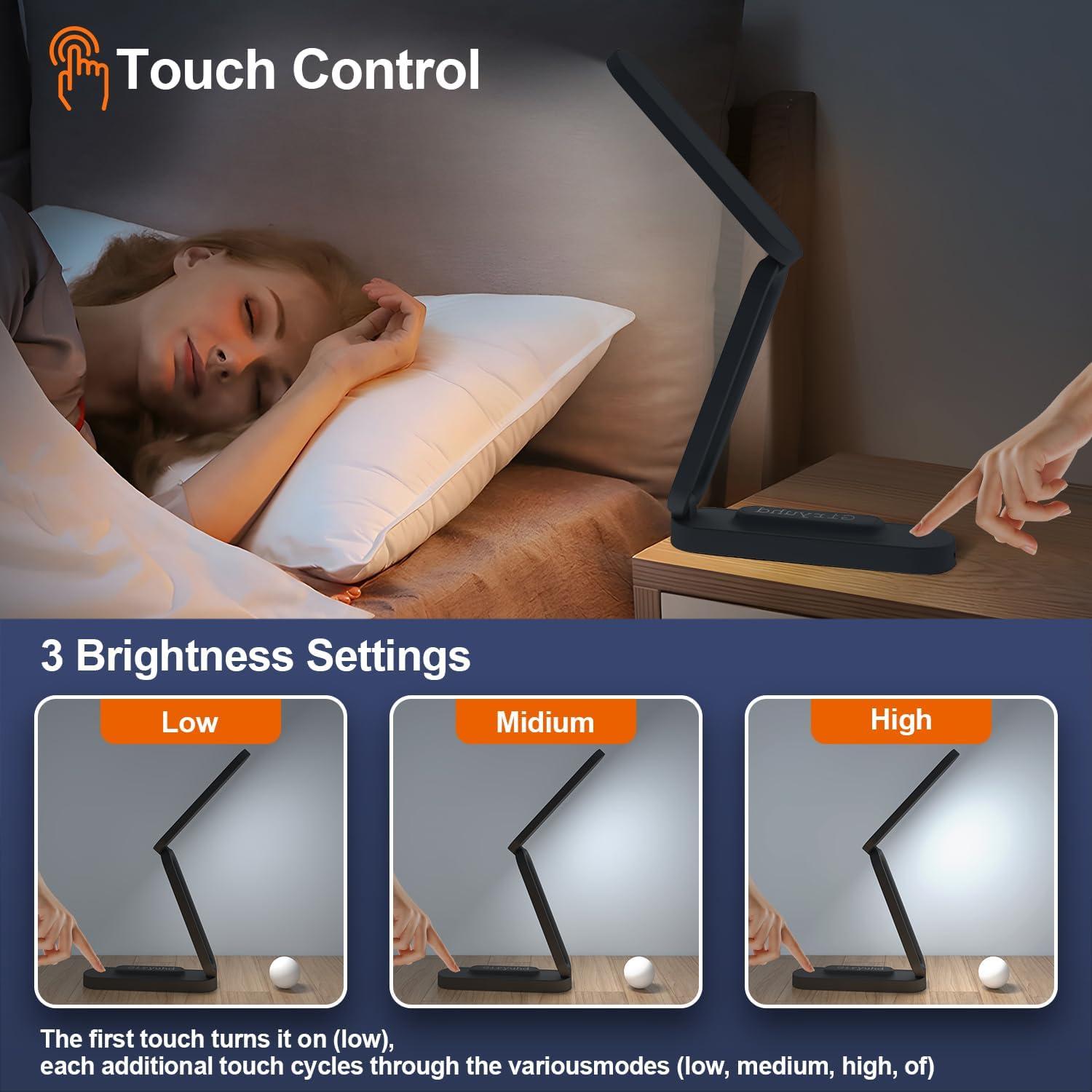 Lámpara de Escritorio LED Giryuhd Plegable Recargable 3 Brillos