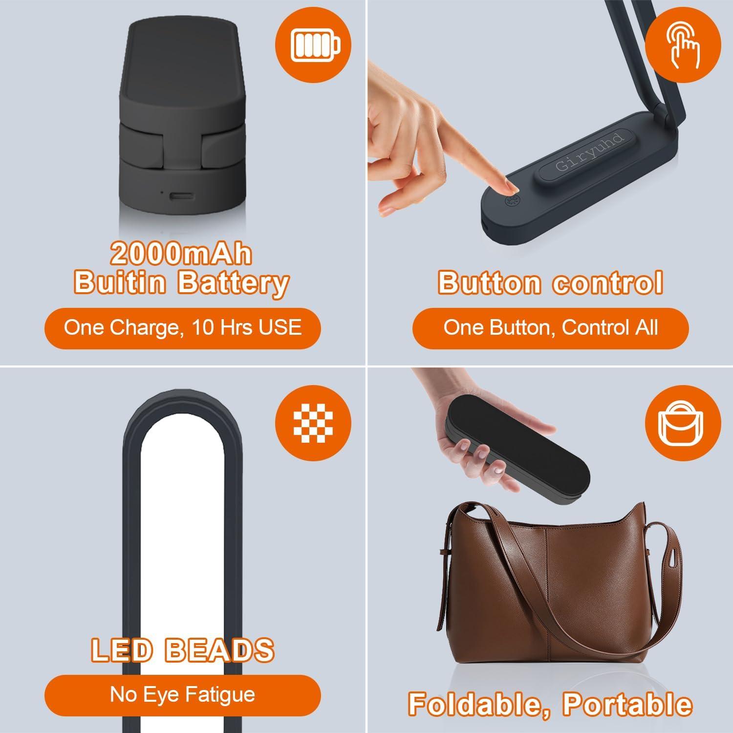 Lámpara de Escritorio LED Giryuhd Plegable Recargable 3 Brillos