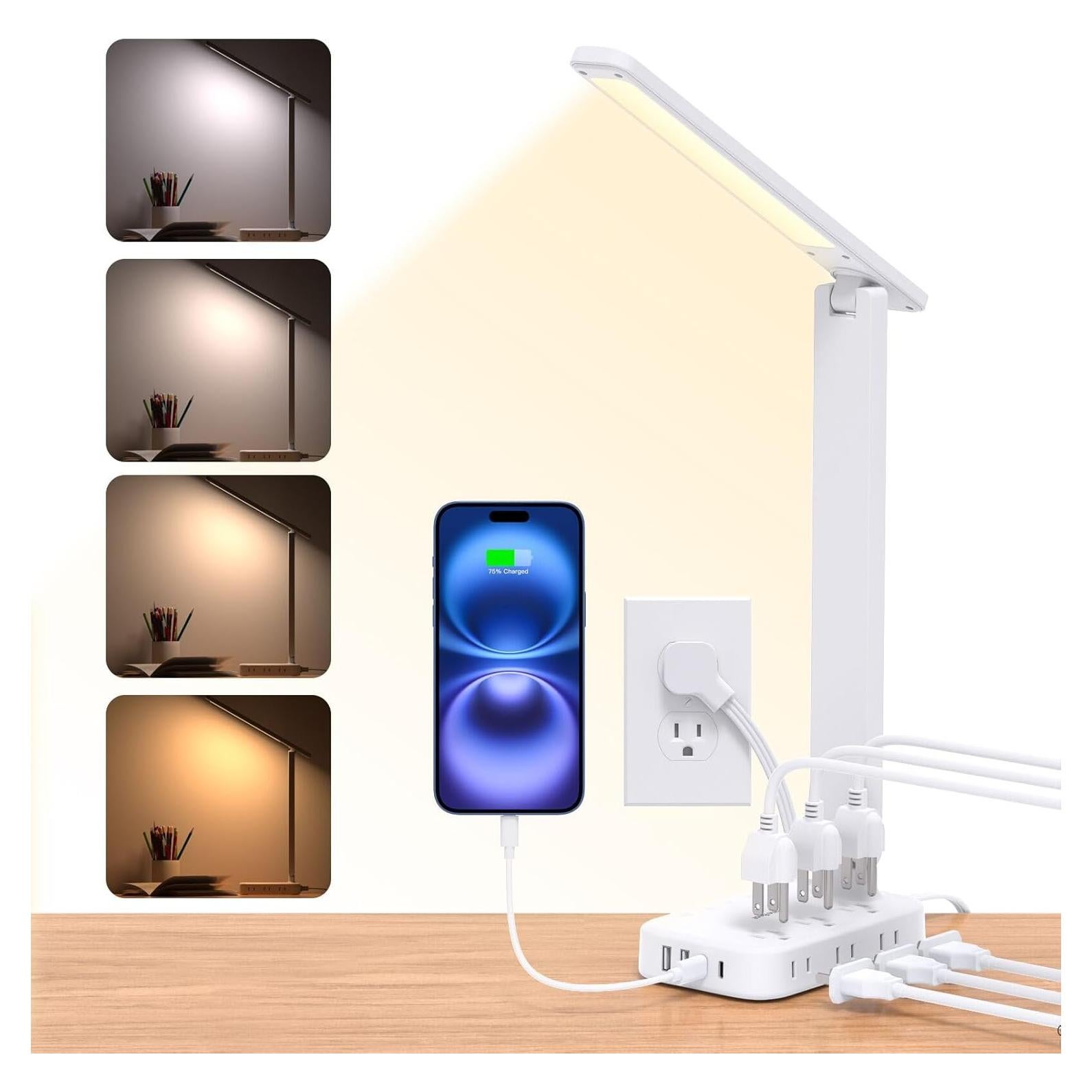 Lámpara de Escritorio One Beat LED con 6 Salidas y 4 Puertos USB