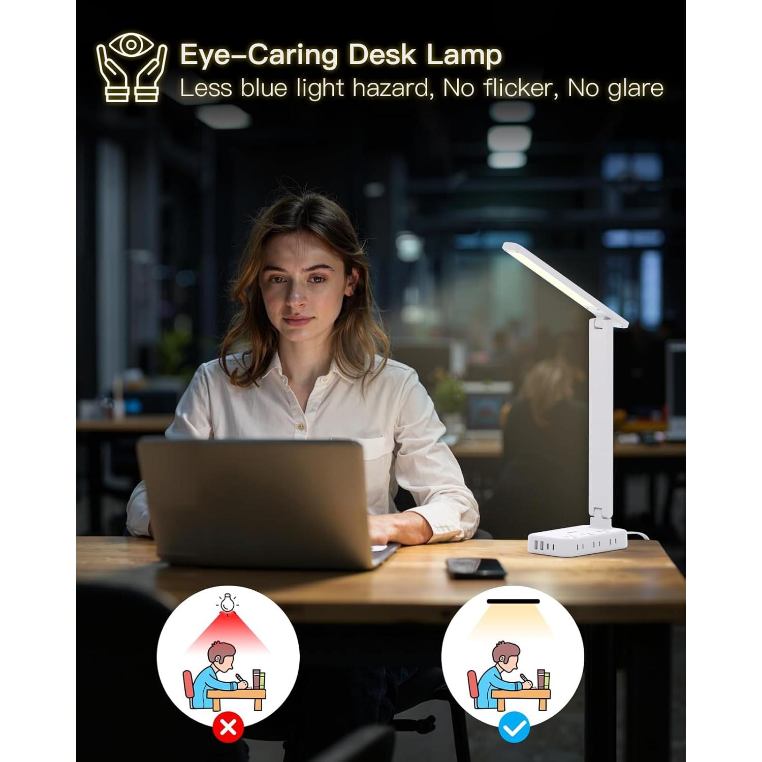 Lámpara de Escritorio One Beat LED con 6 Salidas y 4 Puertos USB