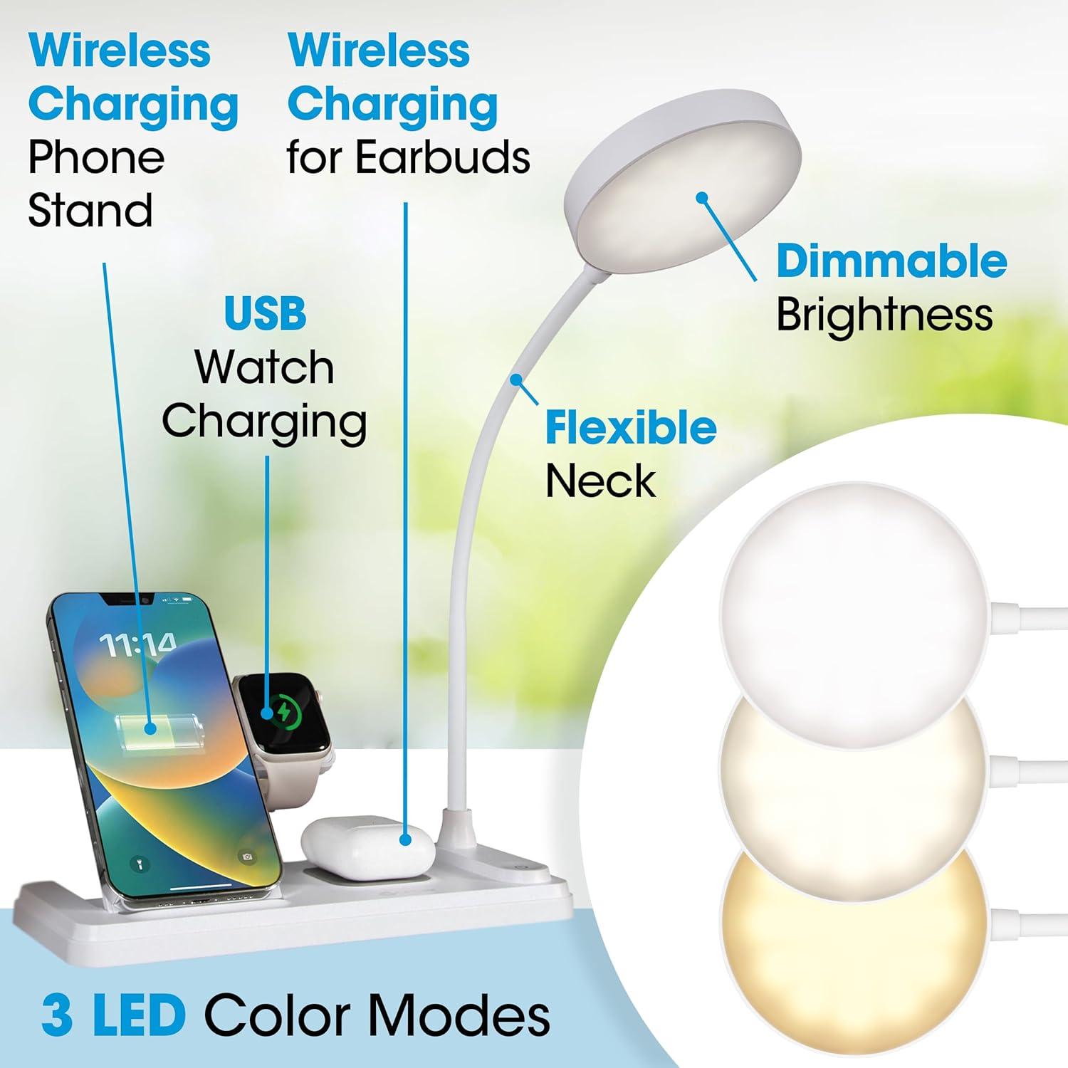Lámpara de Escritorio LED OttLite VW2009 con Cargador Inalámbrico