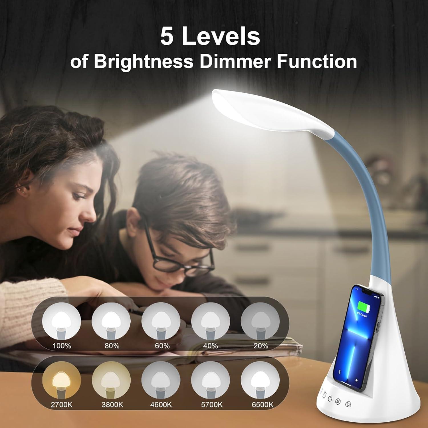 Lámpara de Escritorio LED DomIQ SWAN1 con Cargador Inalámbrico