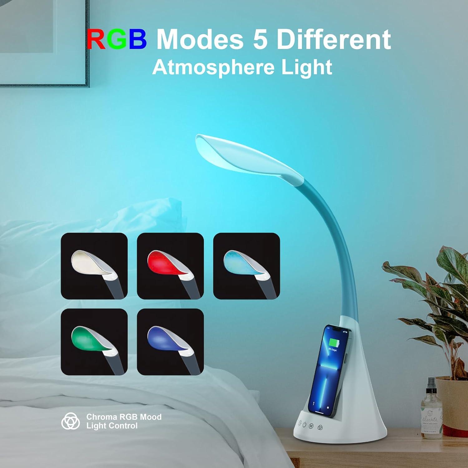 Lámpara de Escritorio LED DomIQ SWAN1 con Cargador Inalámbrico