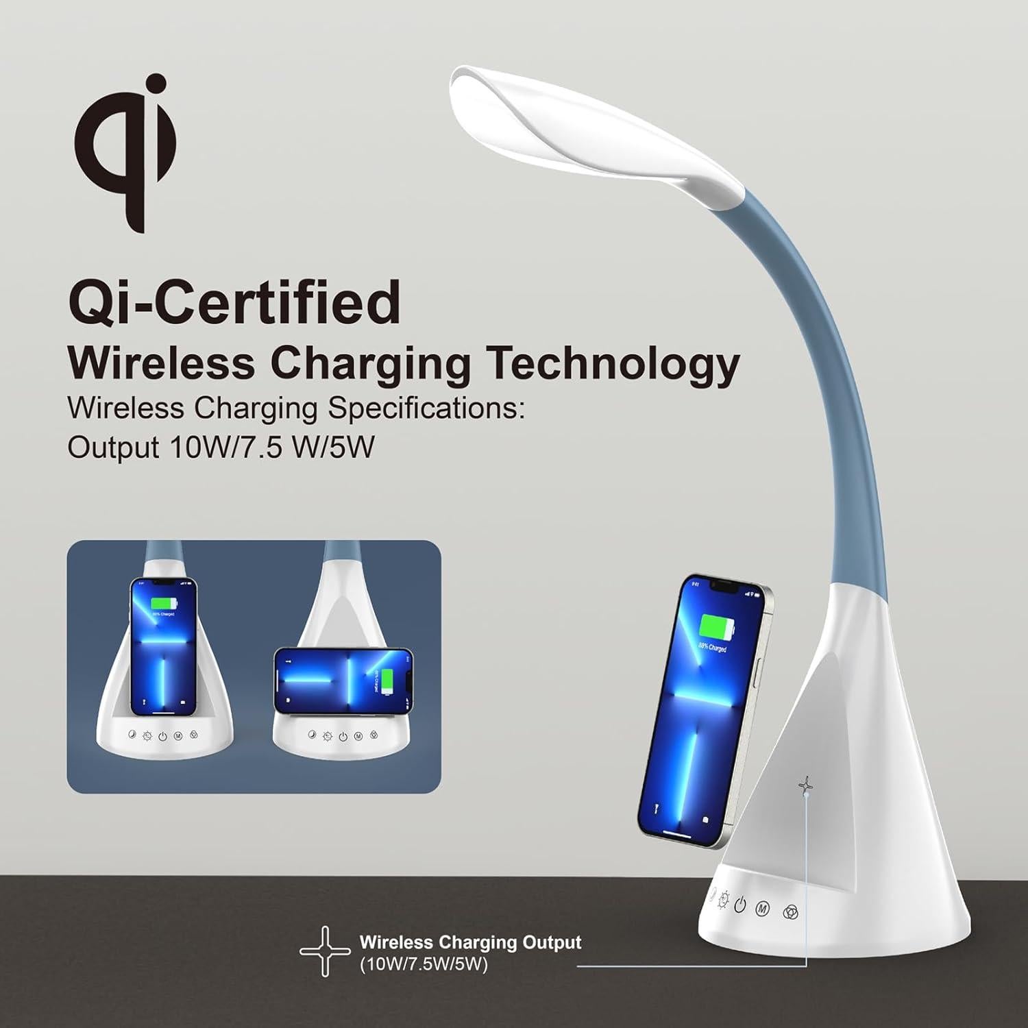 Lámpara de Escritorio LED DomIQ SWAN1 con Cargador Inalámbrico