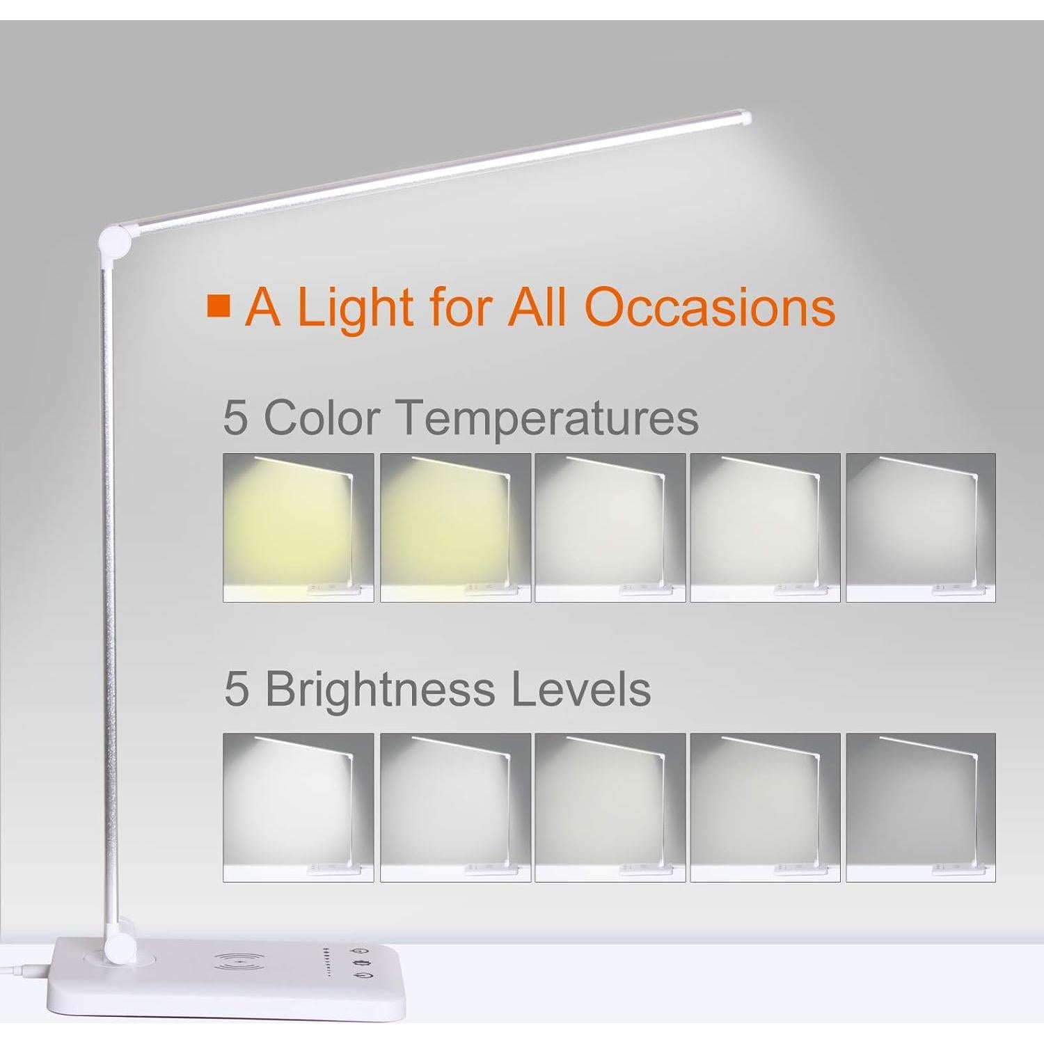 Lámpara de Escritorio LED Himigo con Cargador Inalámbrico