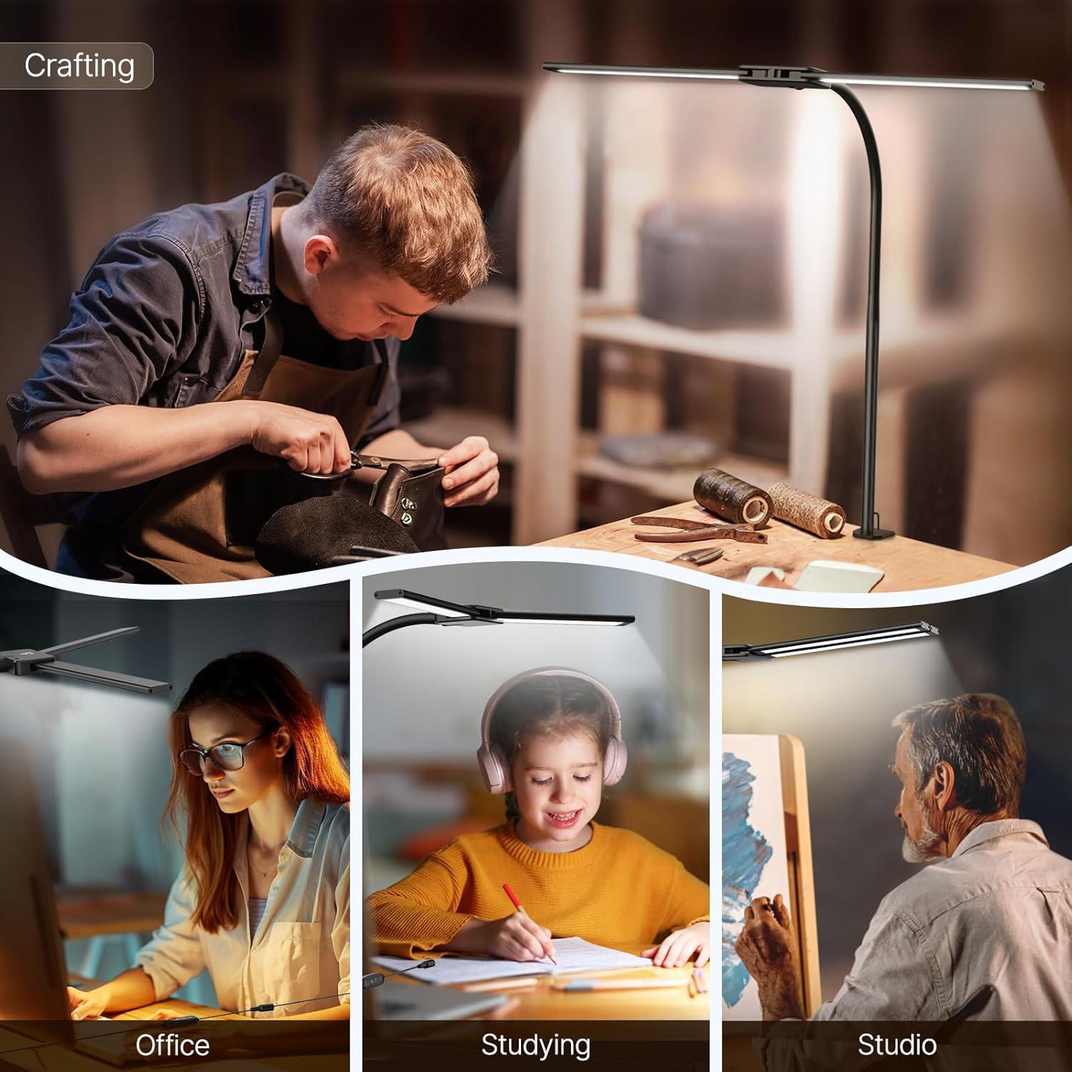 Lámpara de Escritorio LED Syrinx LDL022 - Brazo Flexible, 50 Modos