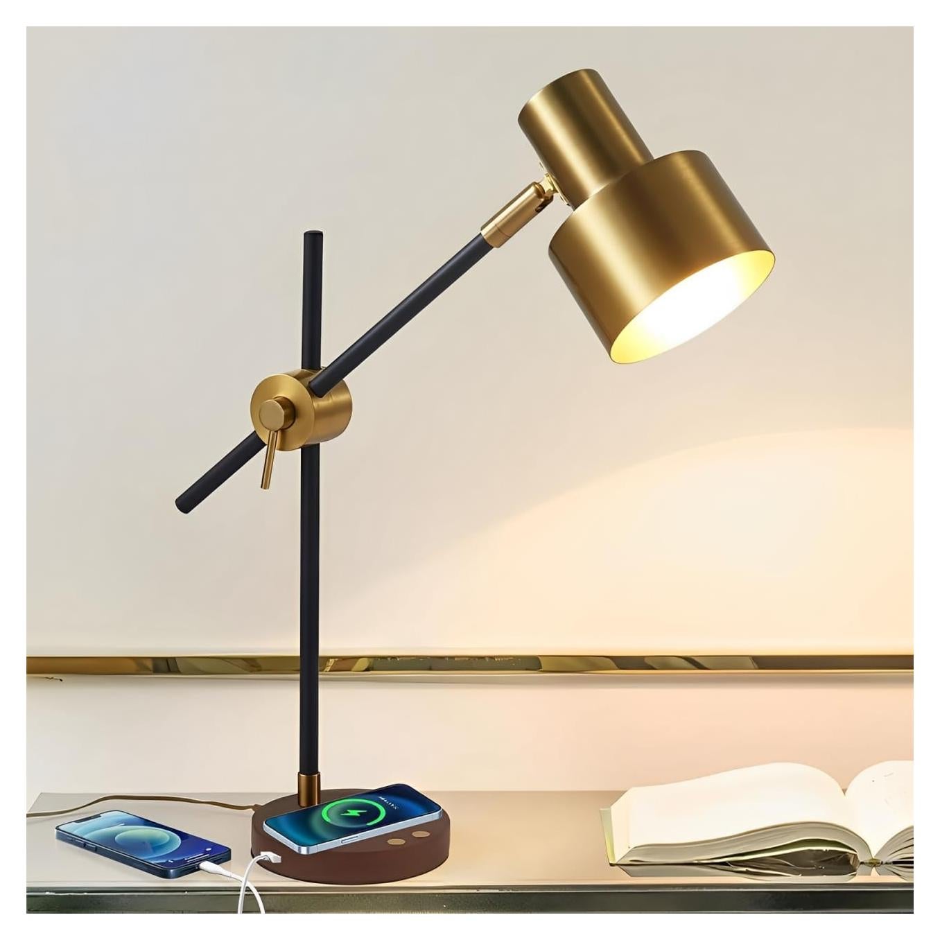 Lámpara de Escritorio TITOSICHY con Cargador Inalámbrico USB