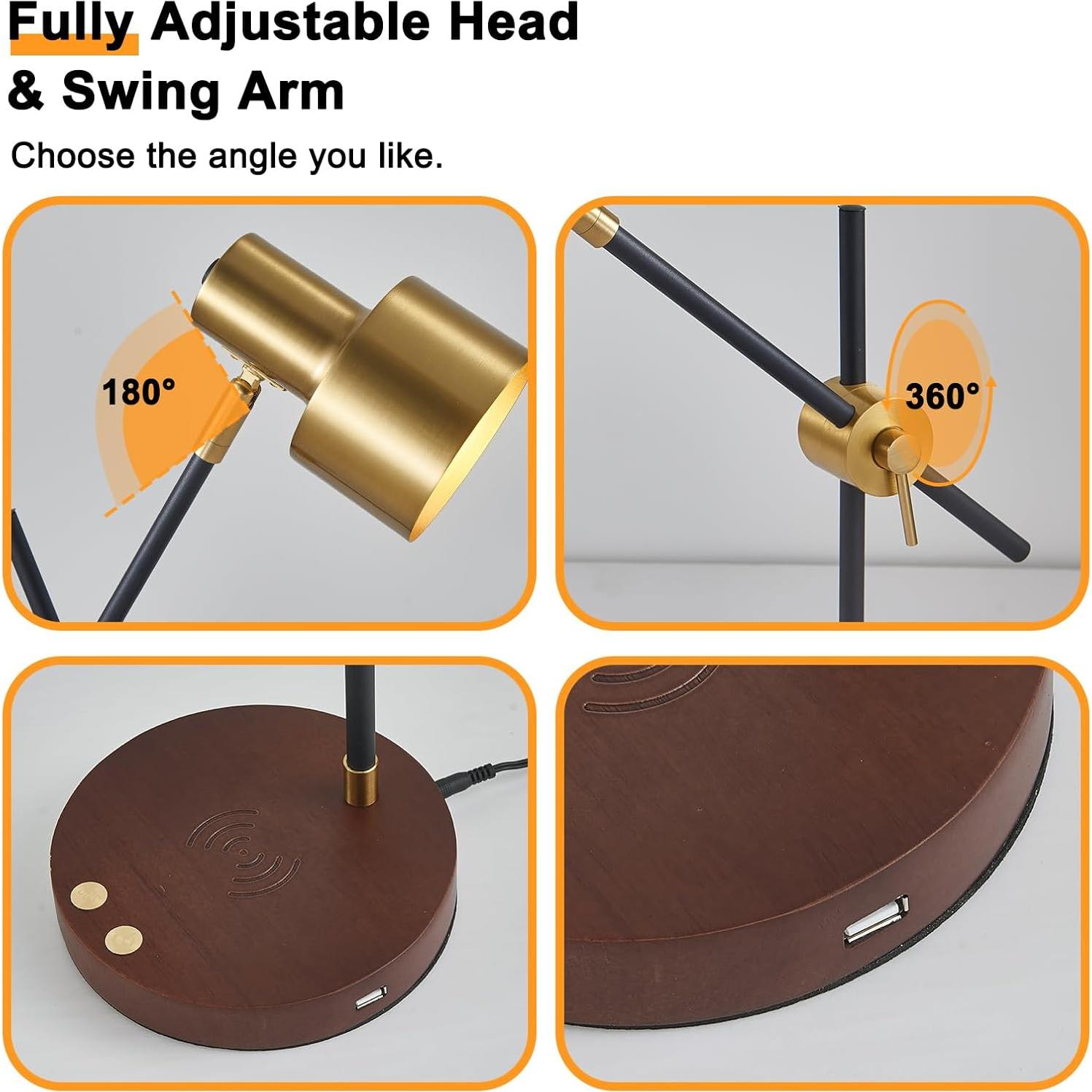 Lámpara de Escritorio TITOSICHY con Cargador Inalámbrico USB