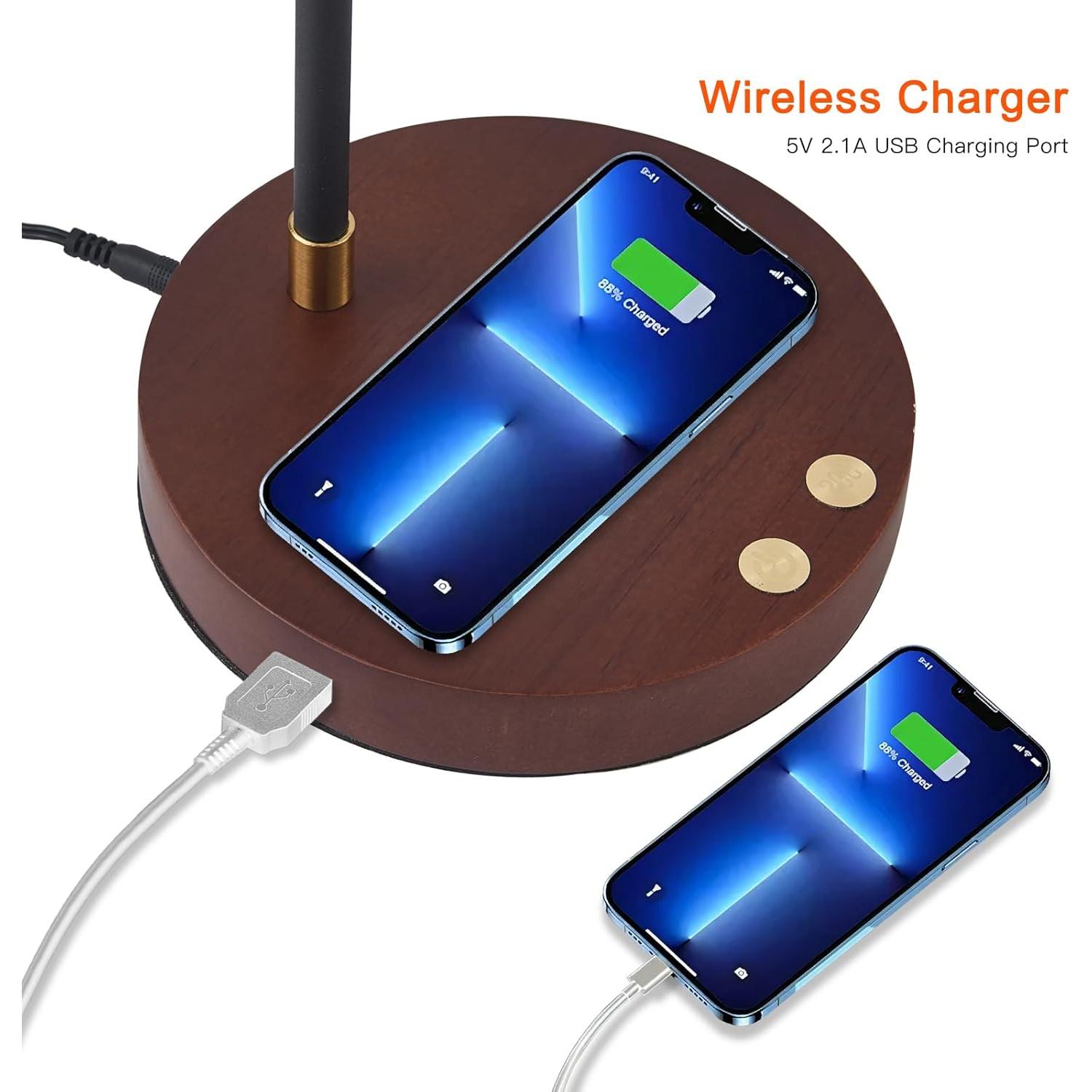 Lámpara de Escritorio TITOSICHY con Cargador Inalámbrico USB