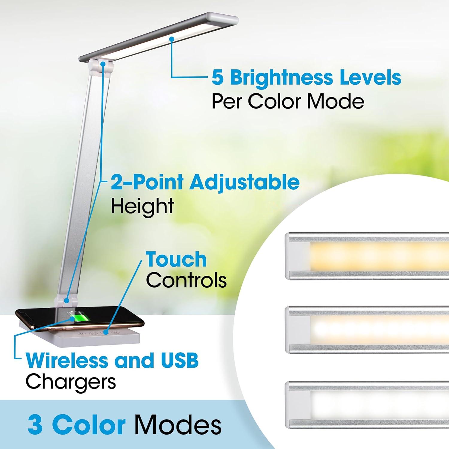 Lámpara de Escritorio LED OttLite Entice con Cargador Inalámbrico
