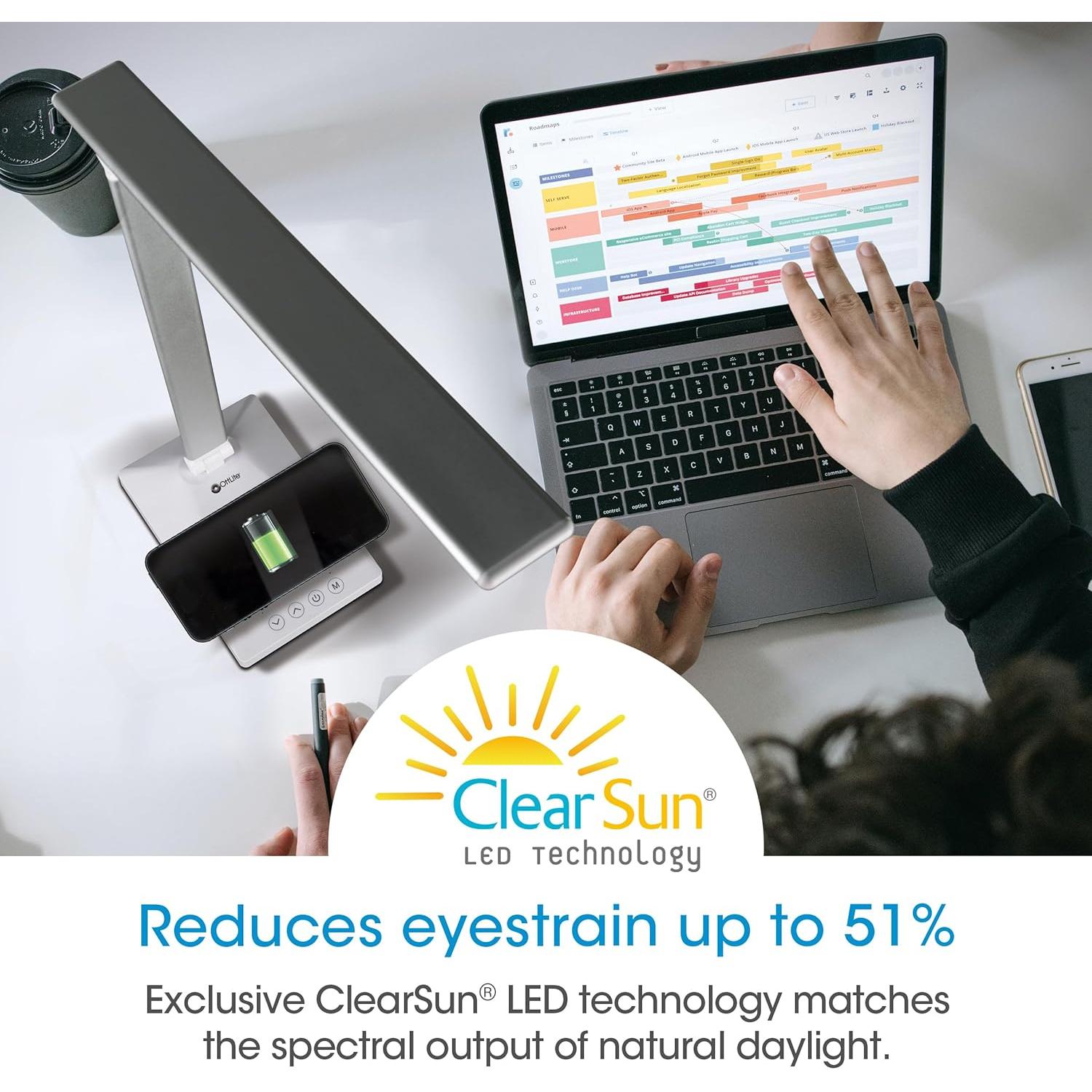 Lámpara de Escritorio LED OttLite Entice con Cargador Inalámbrico