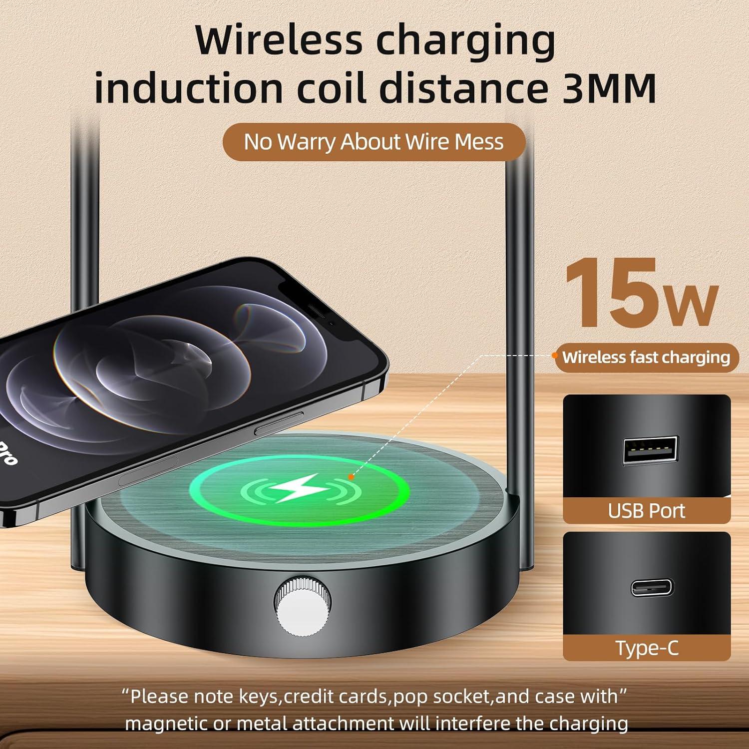 Lámparas de Mesa LED Koopala 15W Carga Inalámbrica 2 Pzas