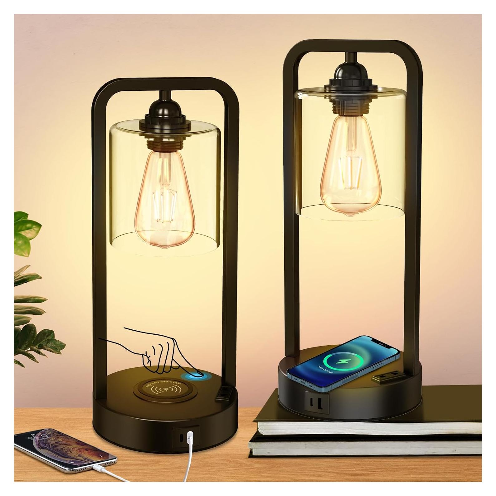 Lámpara de Mesa Hisweet TJK851U Carga Inalámbrica 2 Unidades