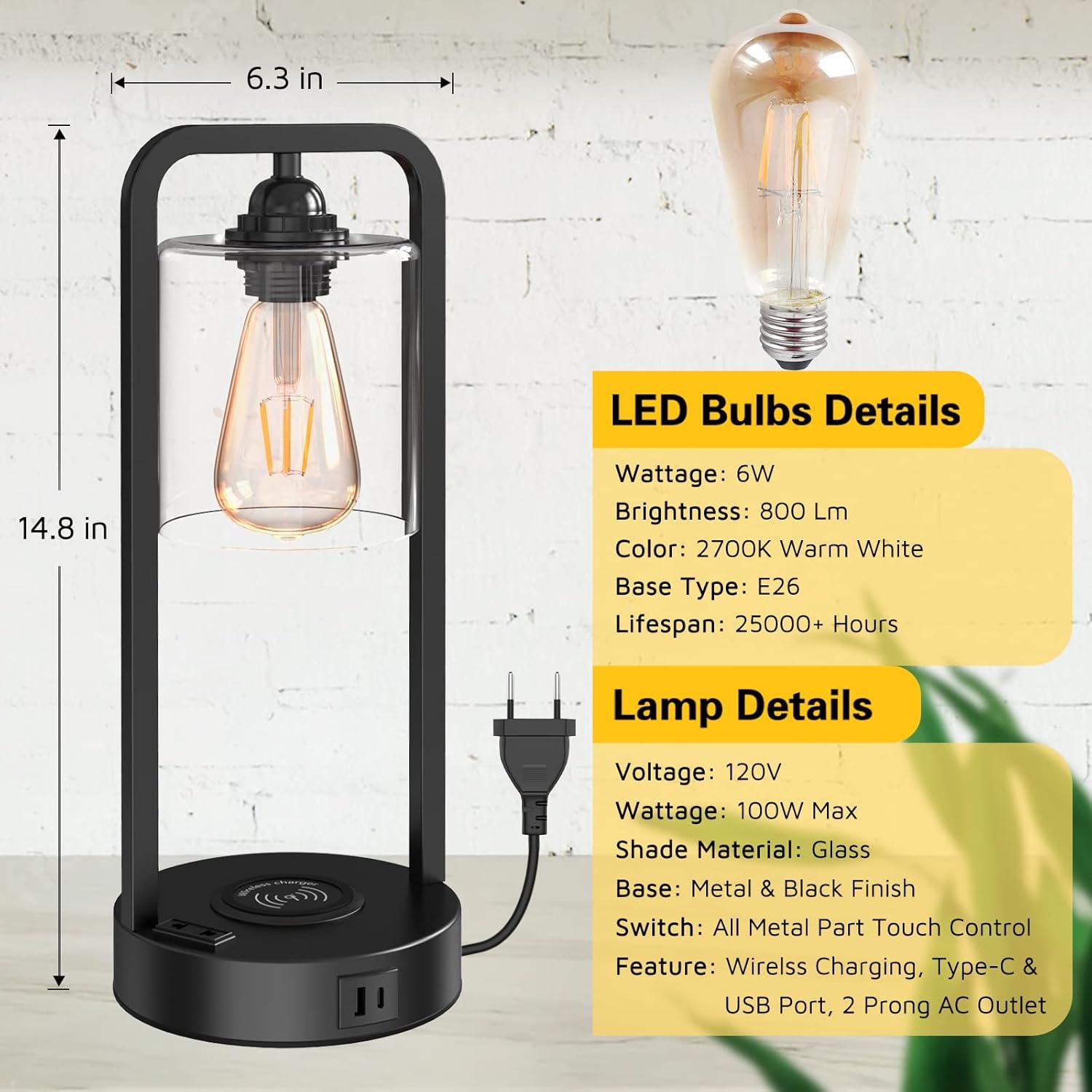 Lámpara de Mesa Hisweet TJK851U Carga Inalámbrica 2 Unidades