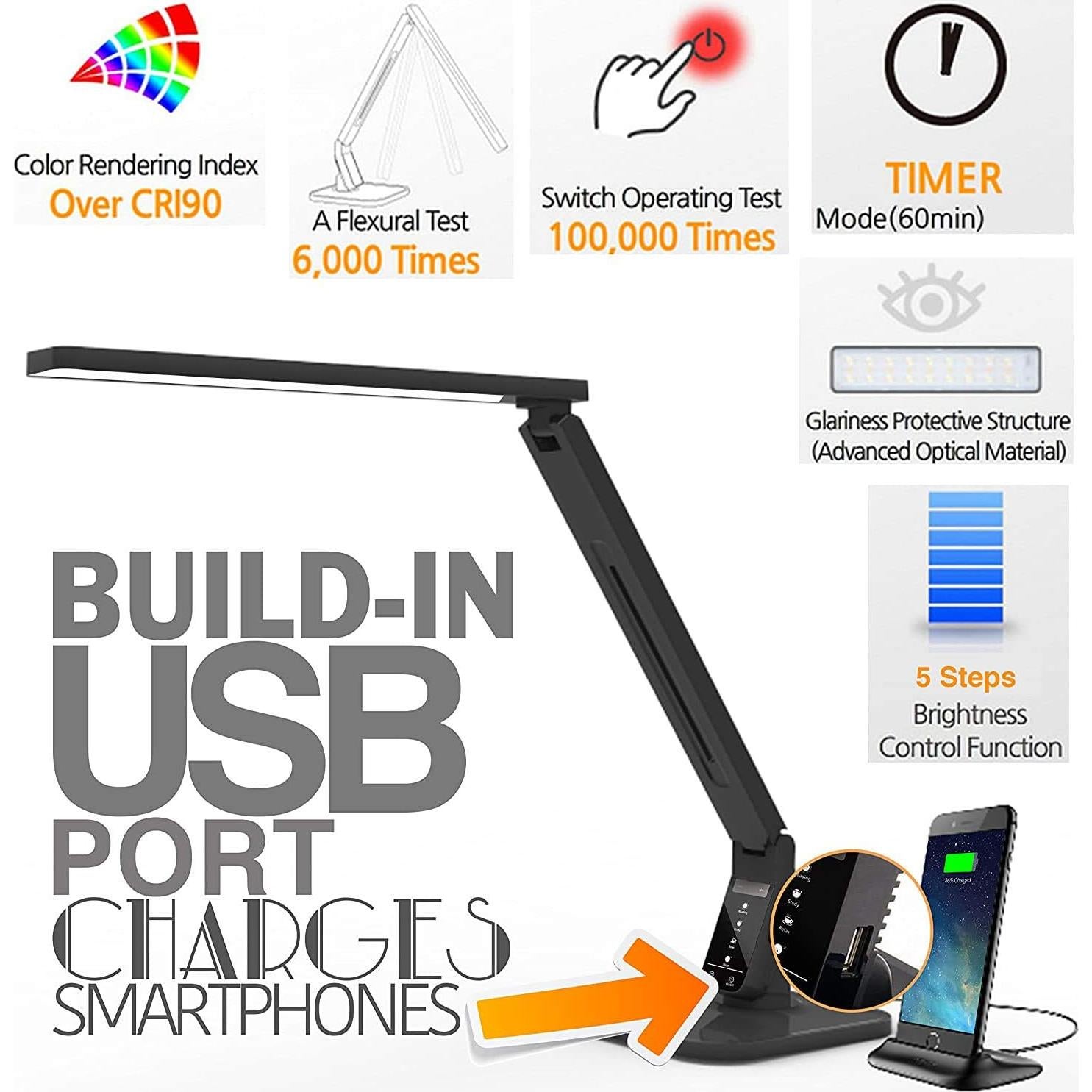 Lámpara de Escritorio LED Lampat, 4 Modos, Regulador Táctil