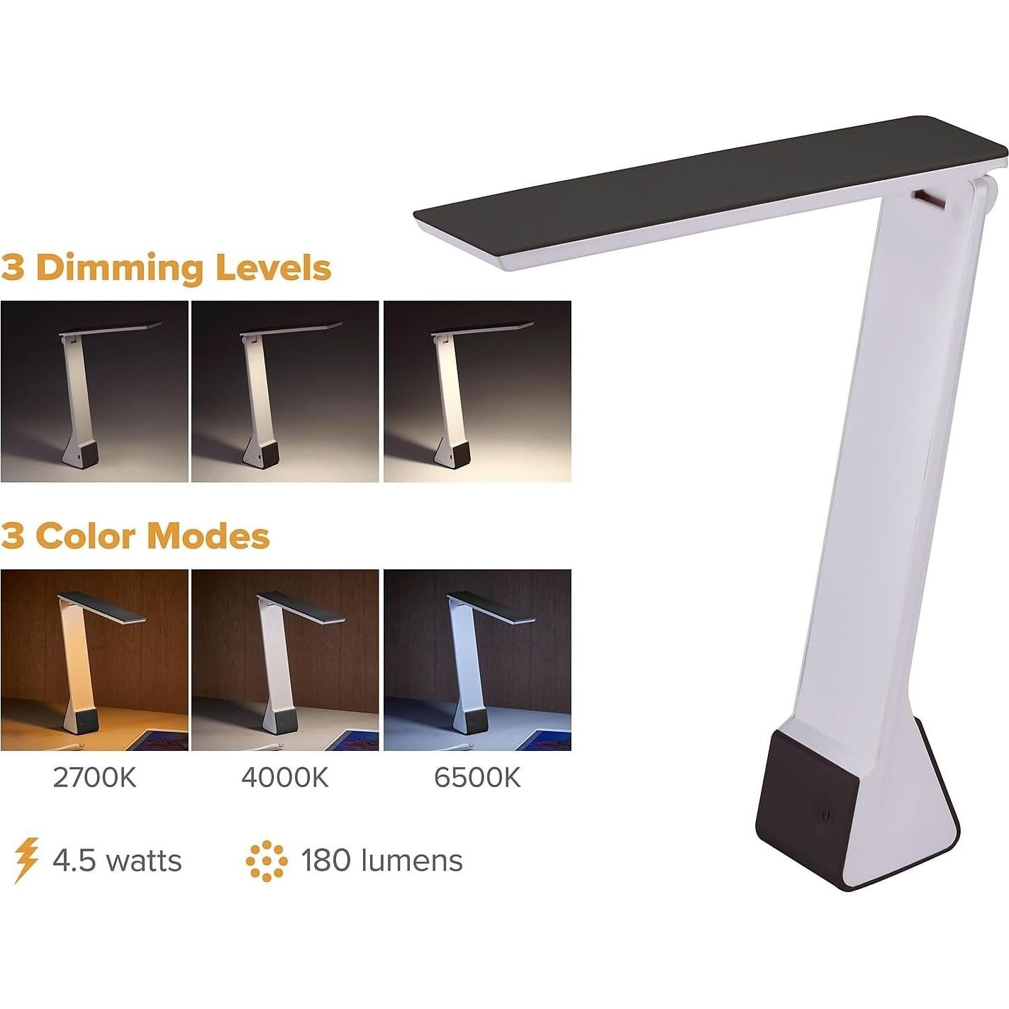 Lámpara de Escritorio LED Bostitch Recargable Negra 3 Temperaturas
