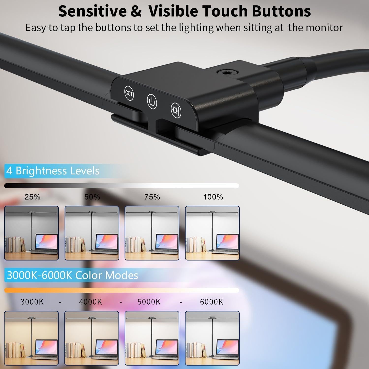 Lámpara de Escritorio KableRika Doble Luz LED 70.6cm Regulable