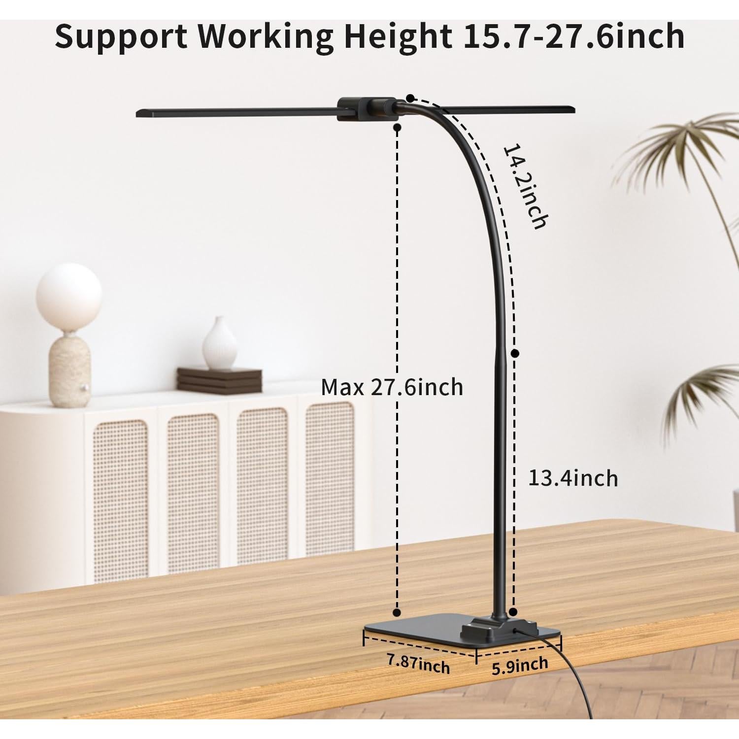 Lámpara de Escritorio KableRika Doble Luz LED 70.6cm Regulable