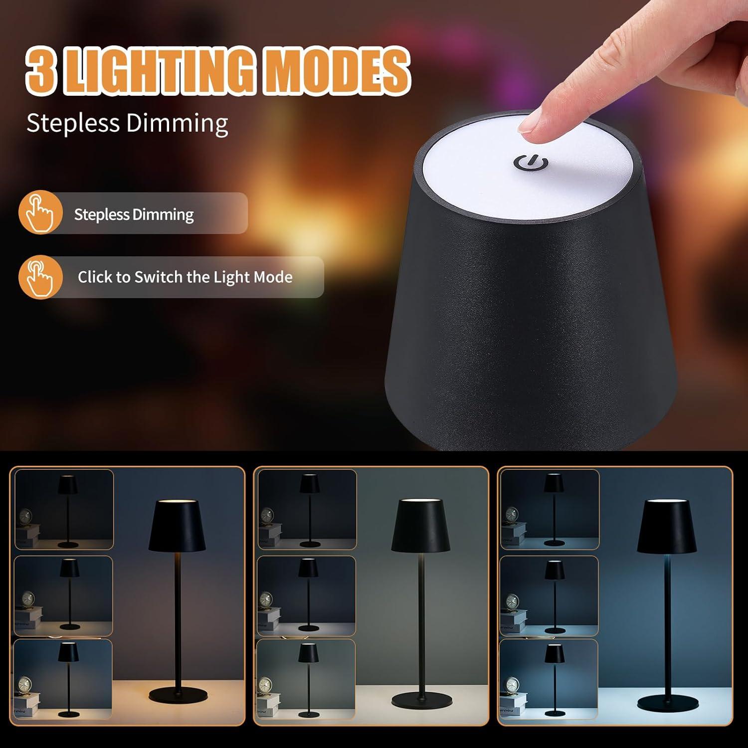 Lámpara de Mesa Inalámbrica Recargable IMQSQIK 4600mAh Negra