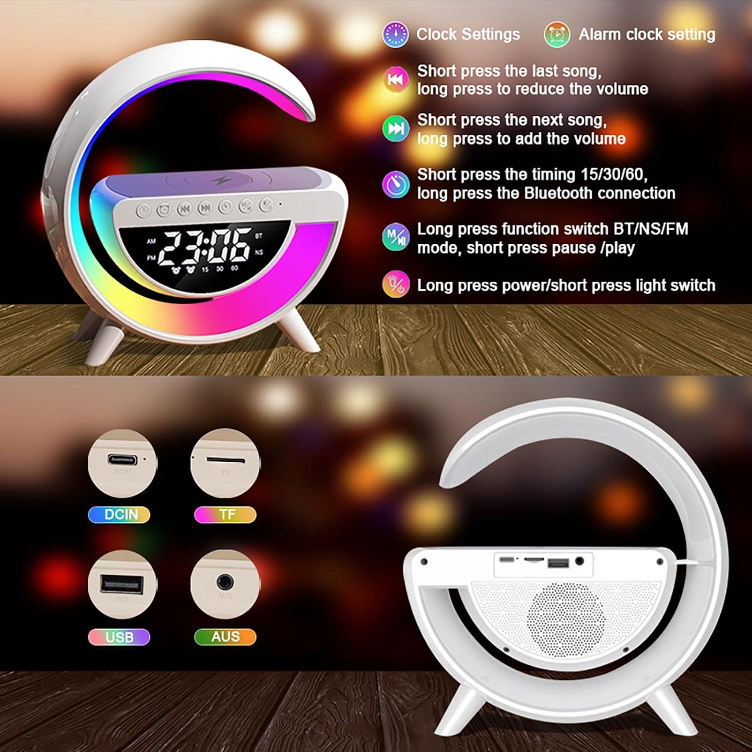 Lámpara de Mesa LED Inalámbrica con Cargador y Altavoz Bluetooth