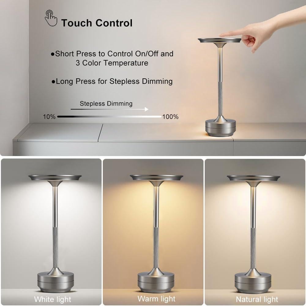 Lámpara de Mesa LED Inalámbrica Simisand 30 cm Plata