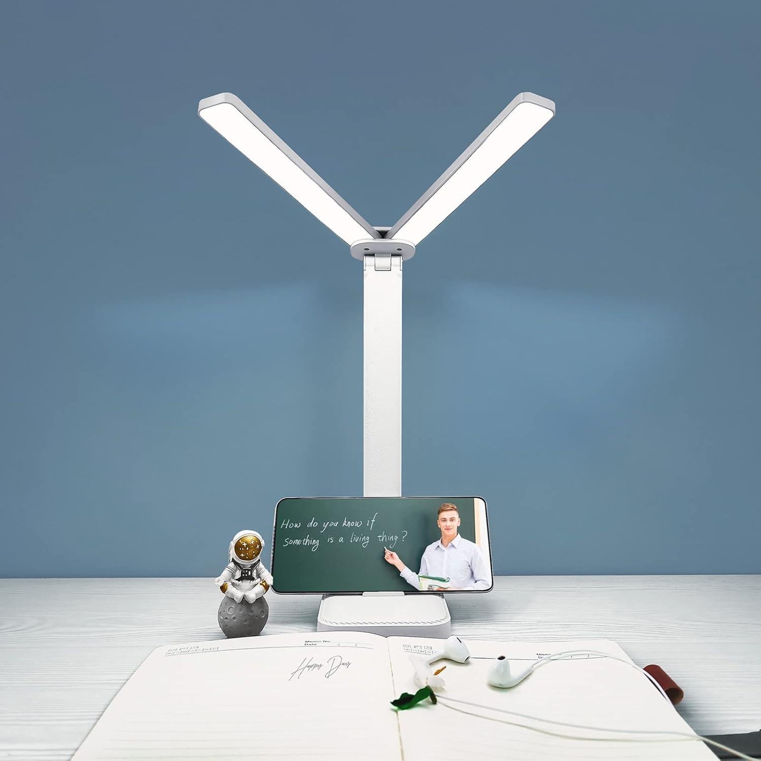 Lámpara de Escritorio Rosa LuxLumin 30.5cm Recargable 3 Modos