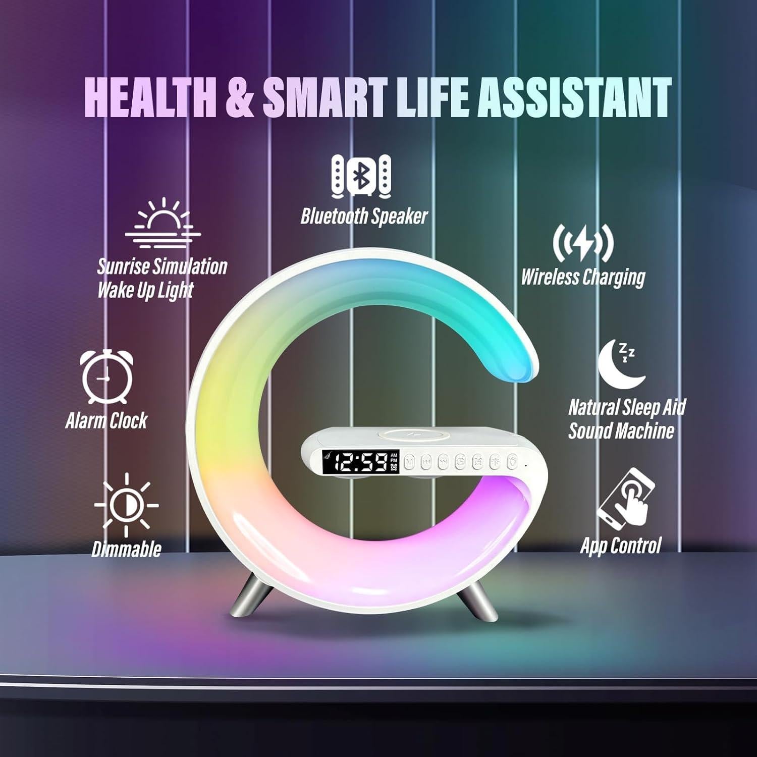 Lámpara de Mesa LED Inteligente Domigard 4 en 1 Cargador Inalámbrico