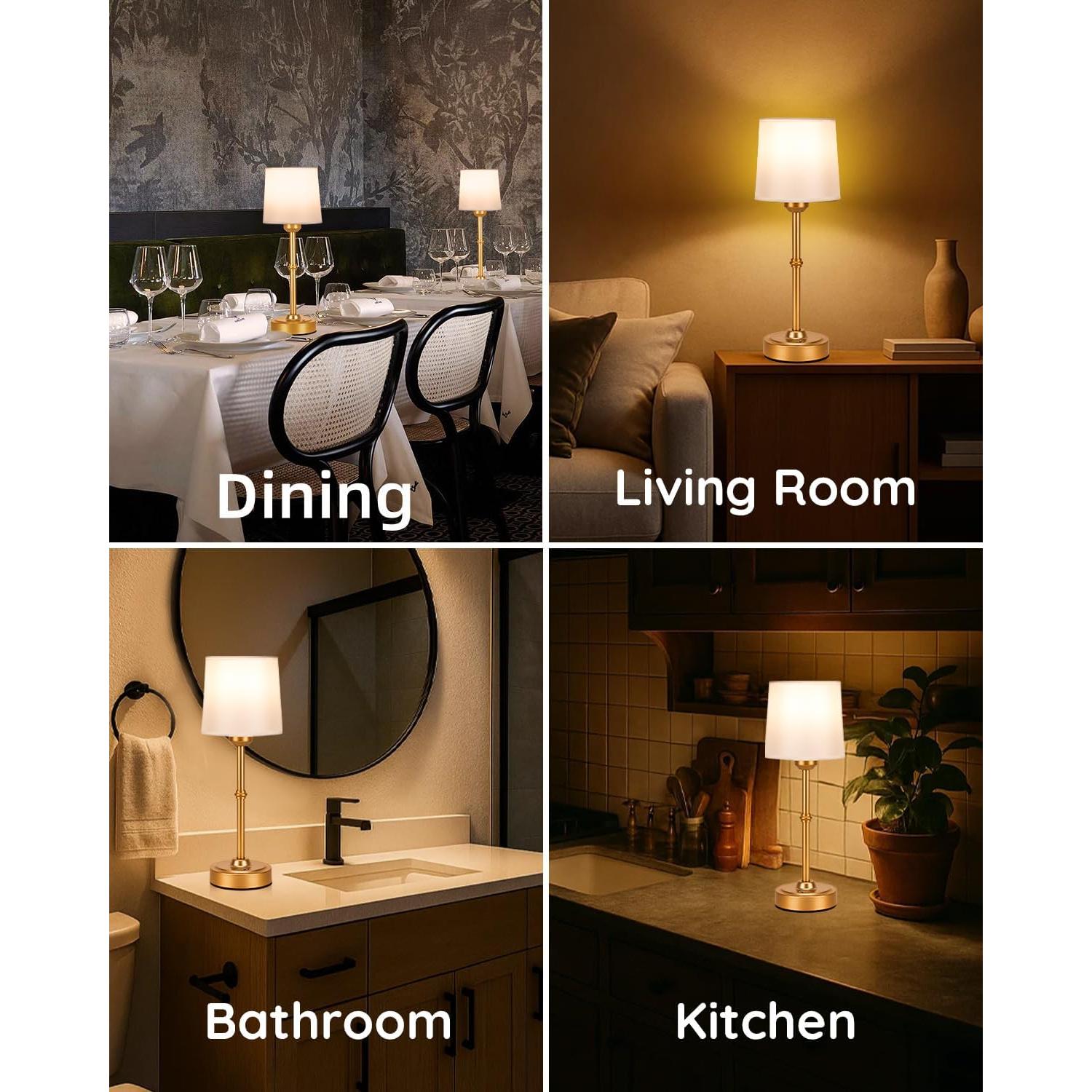 Lámpara de Mesa LED Dorada Recargable 6000mAh Dimmable