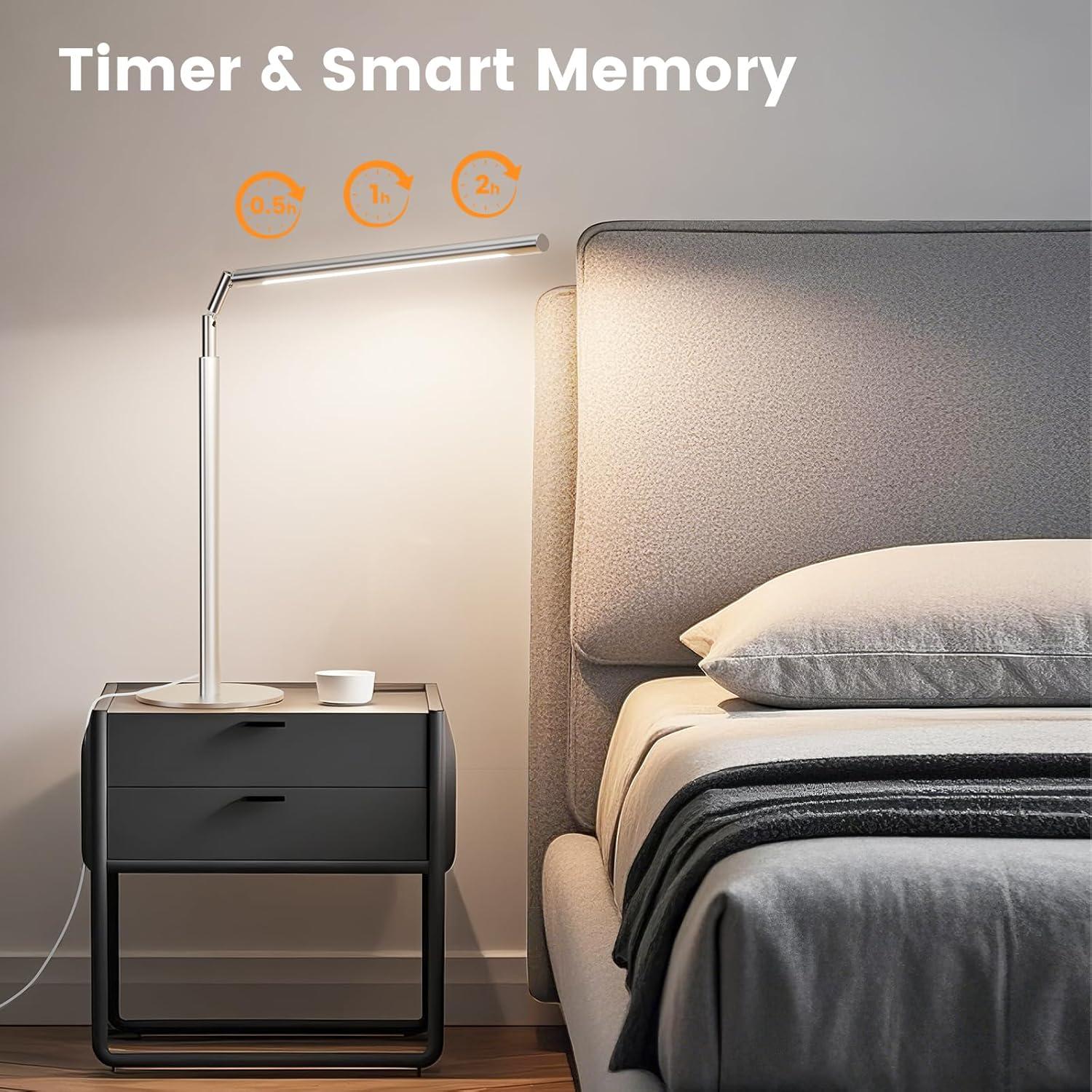 Lámpara de Escritorio LED ALFELE 15W Plata Regulable 4 Colores