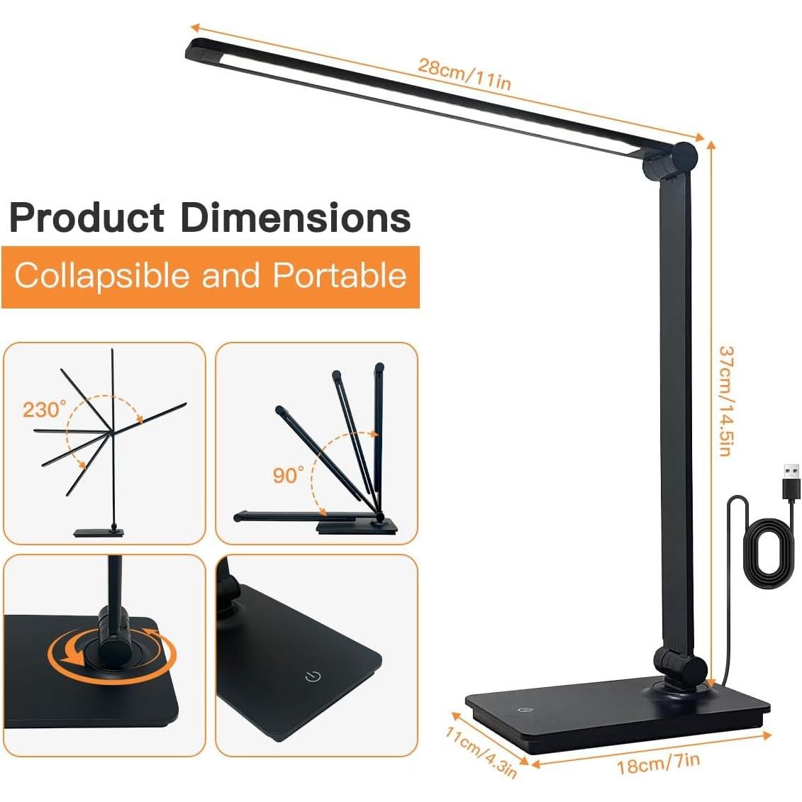 Lámpara de Escritorio LED LUZOLUMIN Plegable 700 Lúmenes