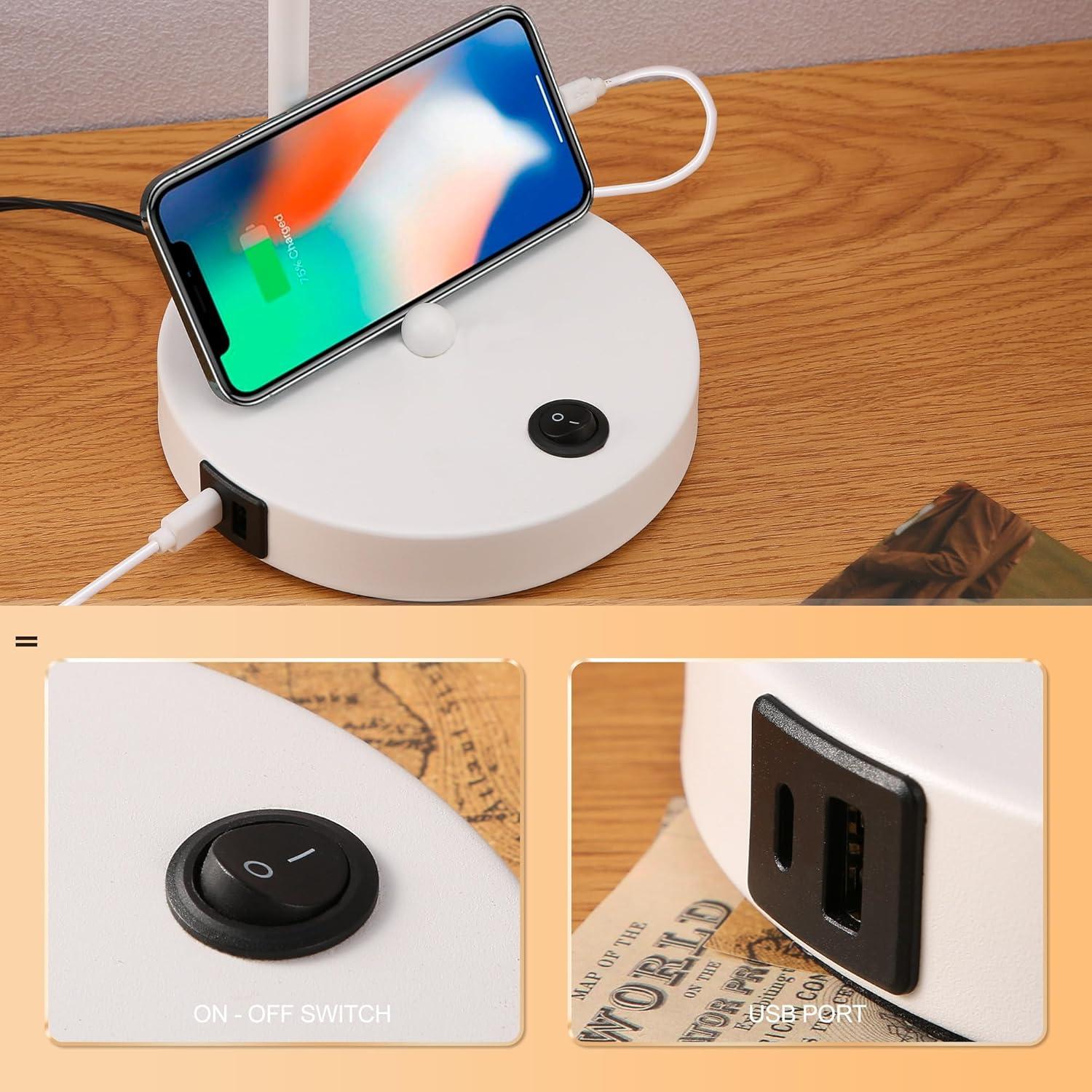 Lámpara de Escritorio LED Anxingtools con Carga USB Duales