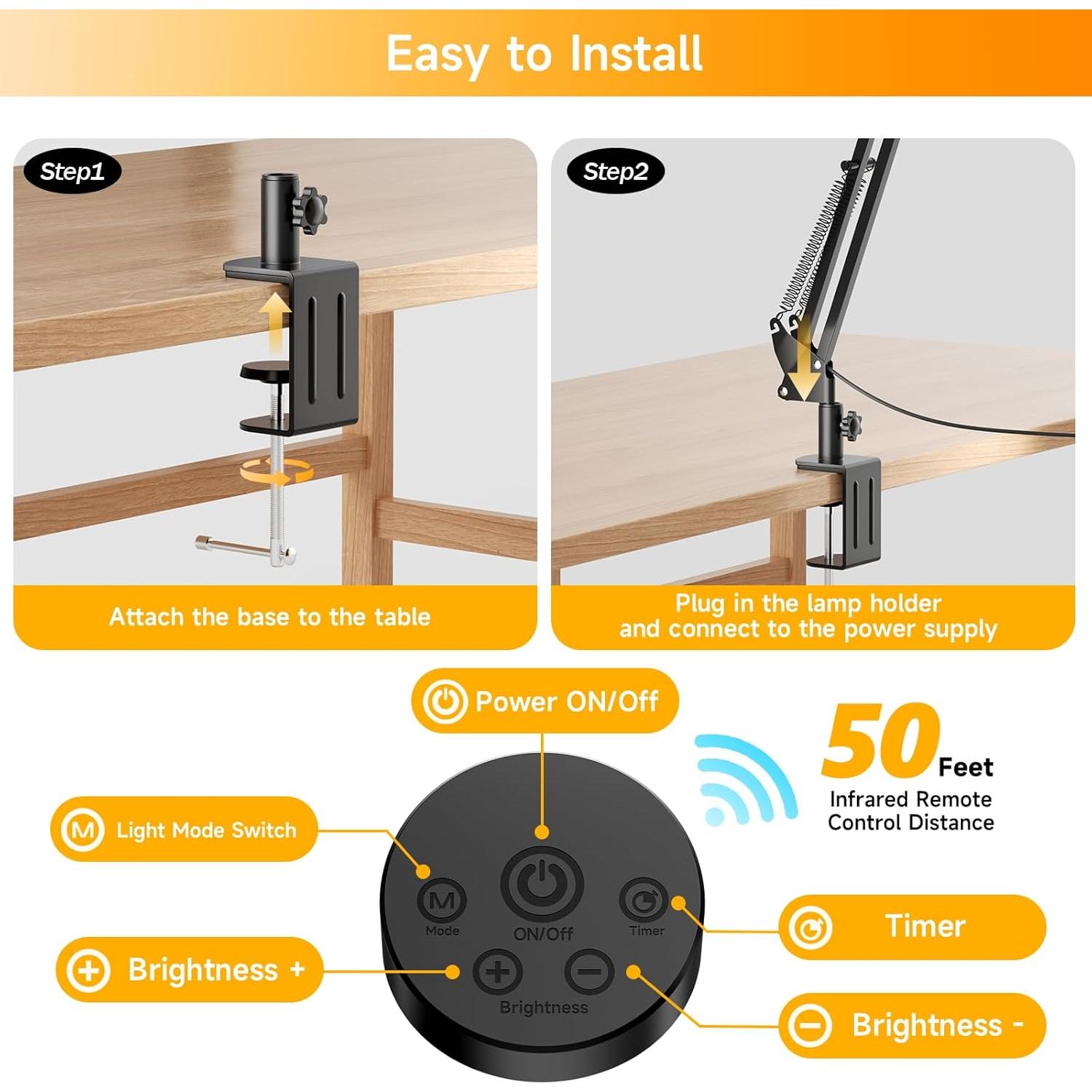 Lámpara de Escritorio LED SKYLEO 2400LM Ajustable con Control Remoto