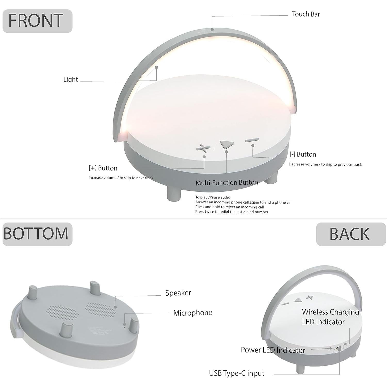 Altavoz Inalámbrico WOOHOO 3W con Cargador y Luz Táctil LED