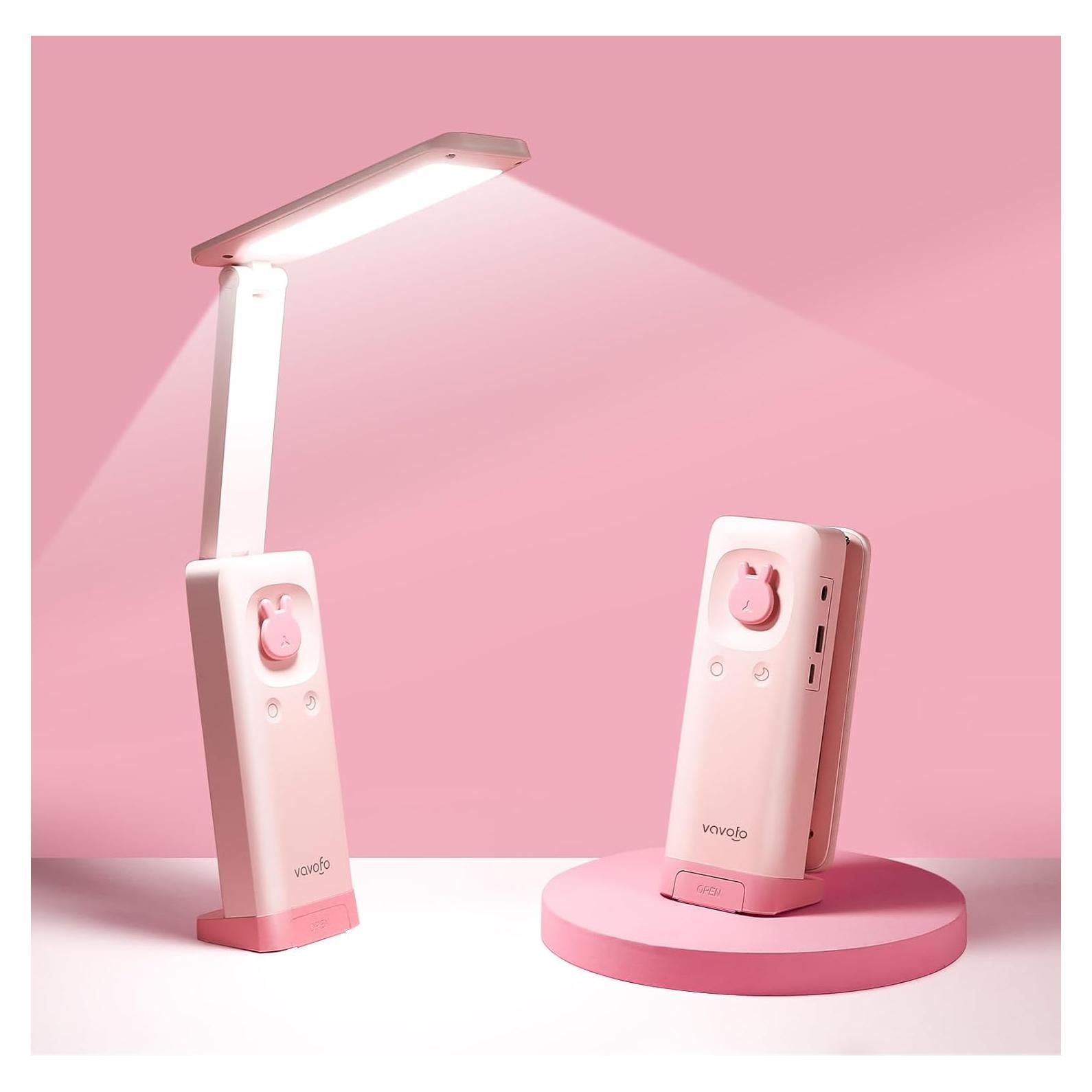 Lámpara de Escritorio LED Plegable VAVOFO Rosa 6000mAh 3 Modos