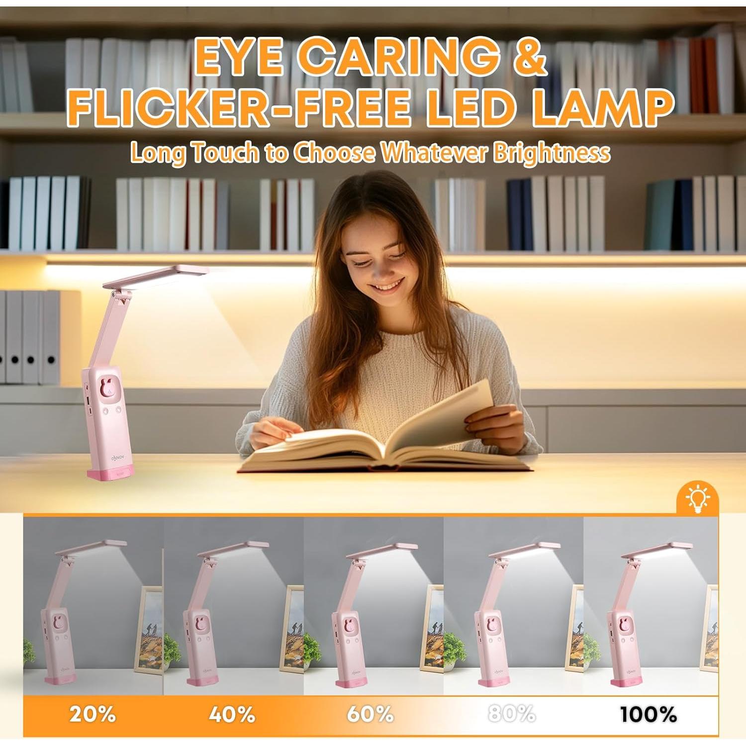 Lámpara de Escritorio LED Plegable VAVOFO Rosa 6000mAh 3 Modos