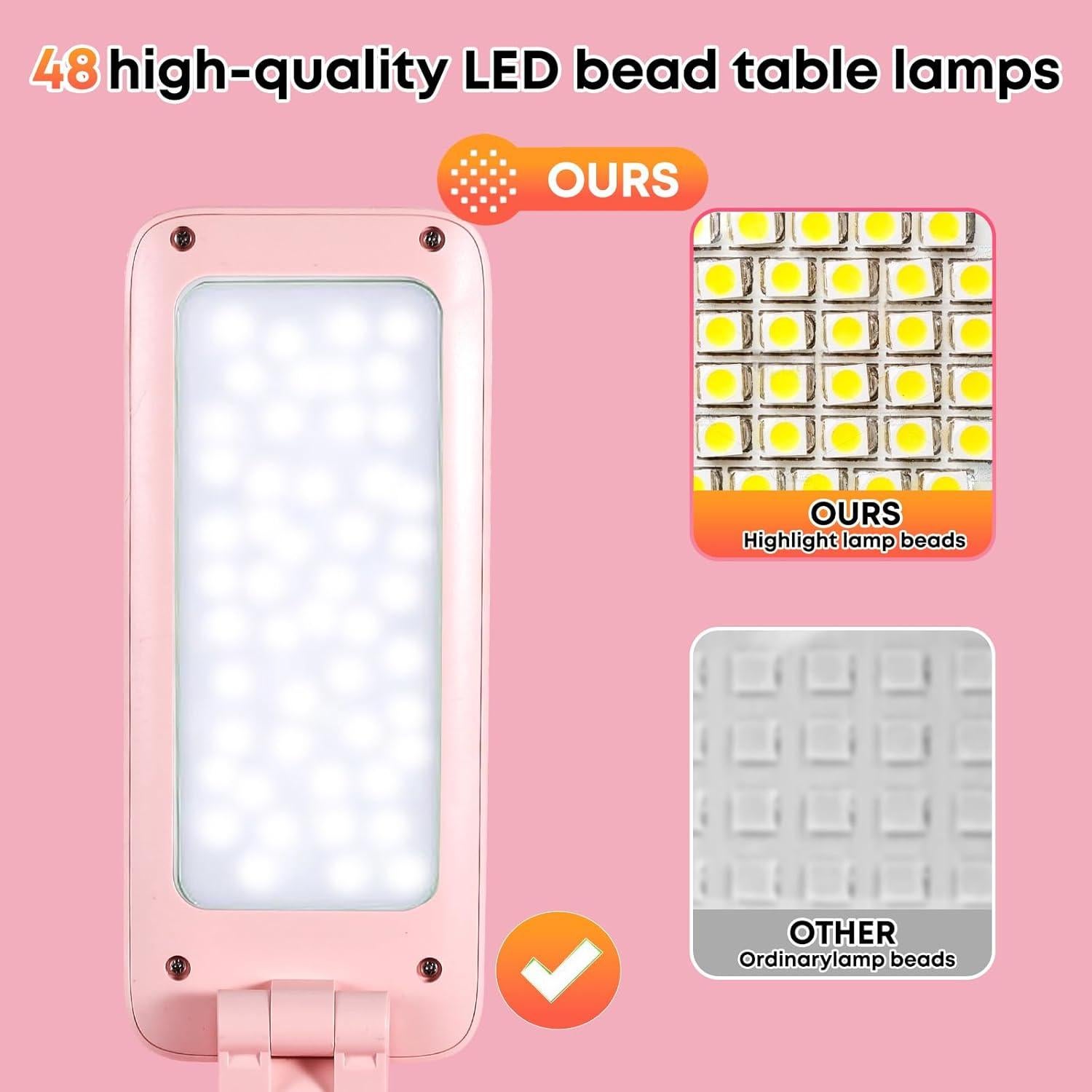 Lámpara de Escritorio LED Plegable VAVOFO Rosa 6000mAh 3 Modos