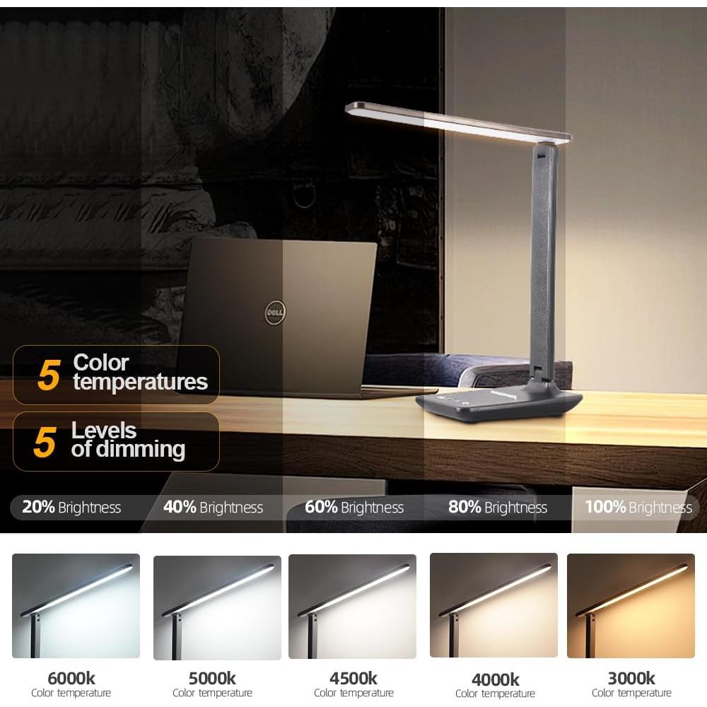Lámpara de Escritorio LED XZDDL Plegable con USB 5 Modos