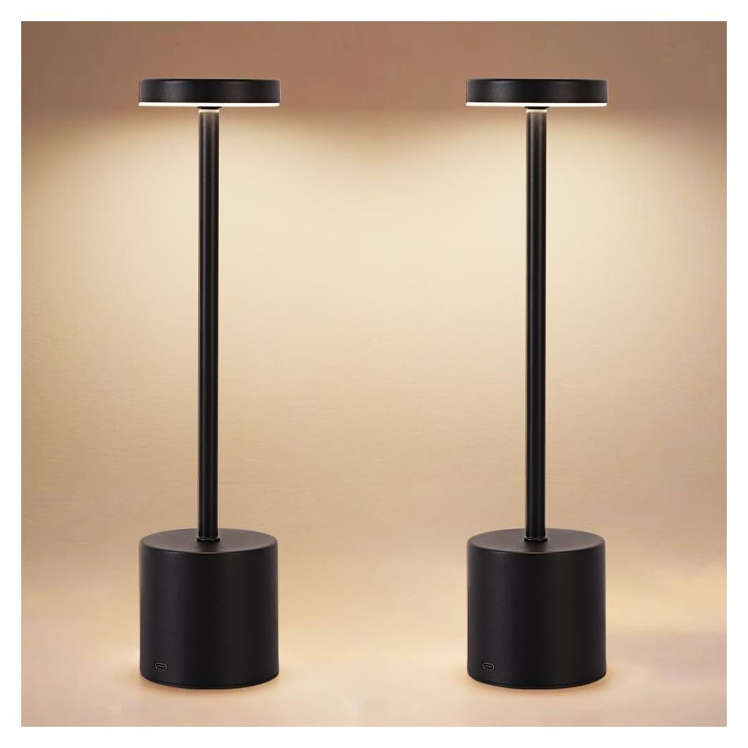 Juego de Lámparas de Mesa Inalámbricas XIH 2 Piezas Negro LED